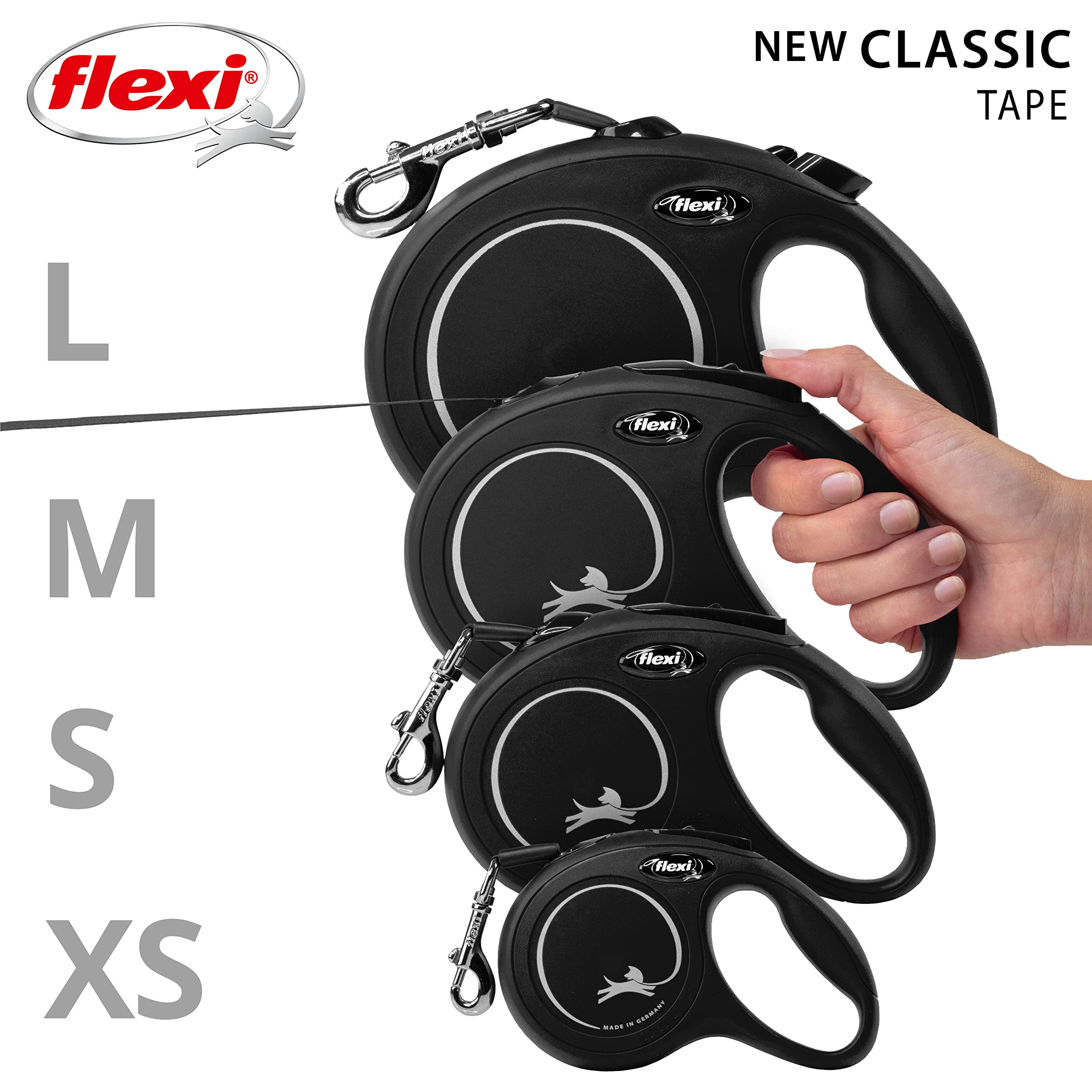 flexi New Classic Retractable Lead Tape Large 5m Black | For Dogs up to 50kg 6