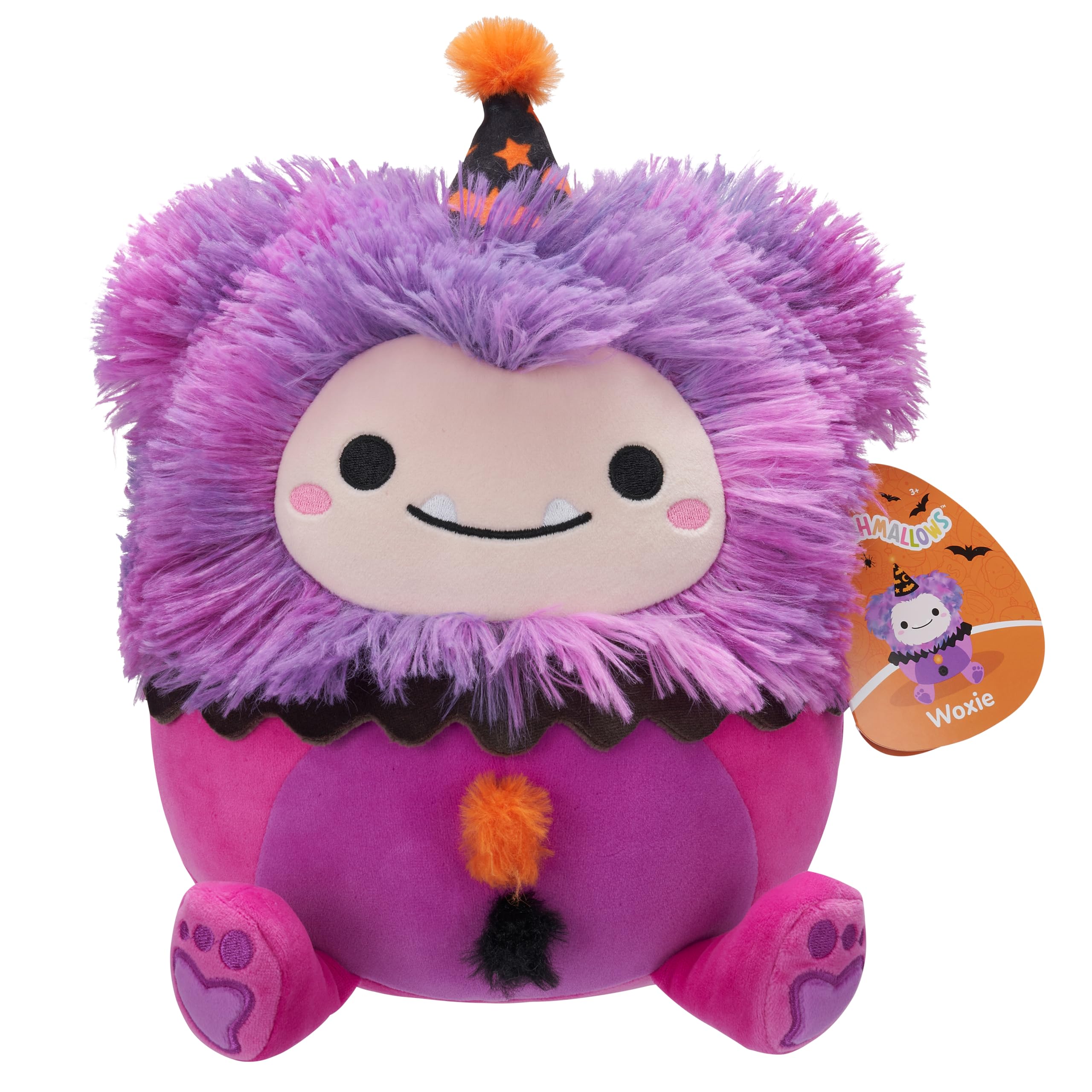 Squishmallows 7.5-Inch Woxie the Magenta Bigfoot in Clown Costume Halloween Plush - Soft Stuffed Animal for Kids 4