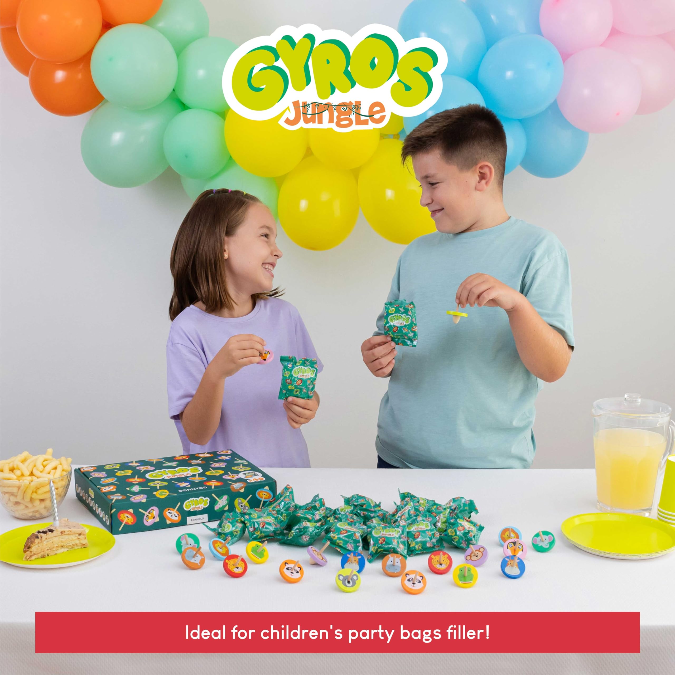 Wooden Spinning Top Animal Party Bag Fillers - 40 Pack for Kids 3+ 6