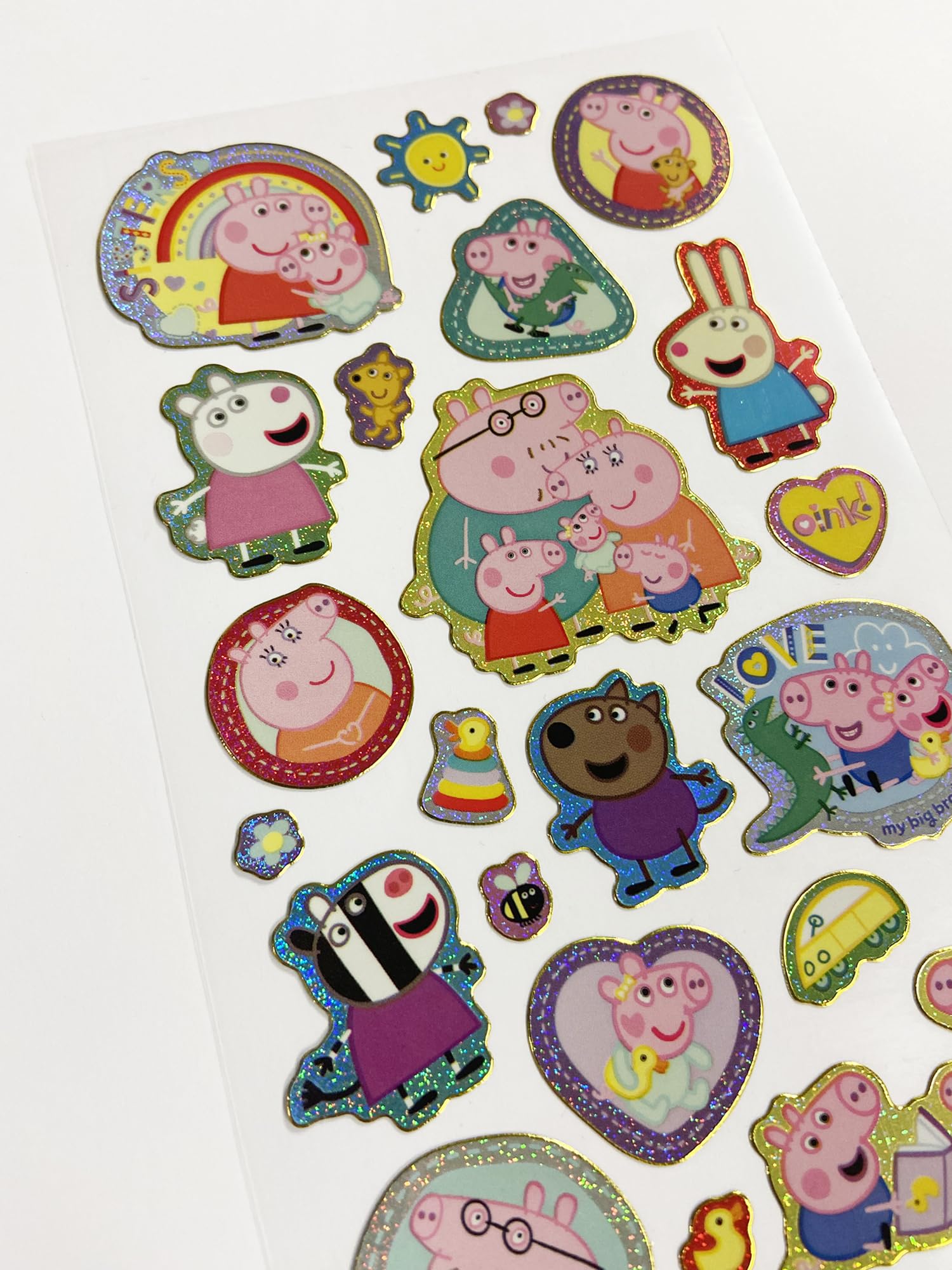 Paper Projects Peppa Pig Family Sparkly Reusable Stickers - Includes New Baby Sister Evie 3