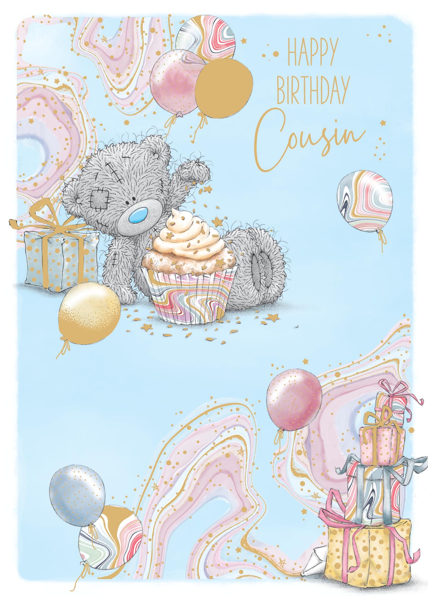 Me To You Tatty Teddy Luxury Gold Foil Birthday Card for Cousin | 7 x 5 Inches