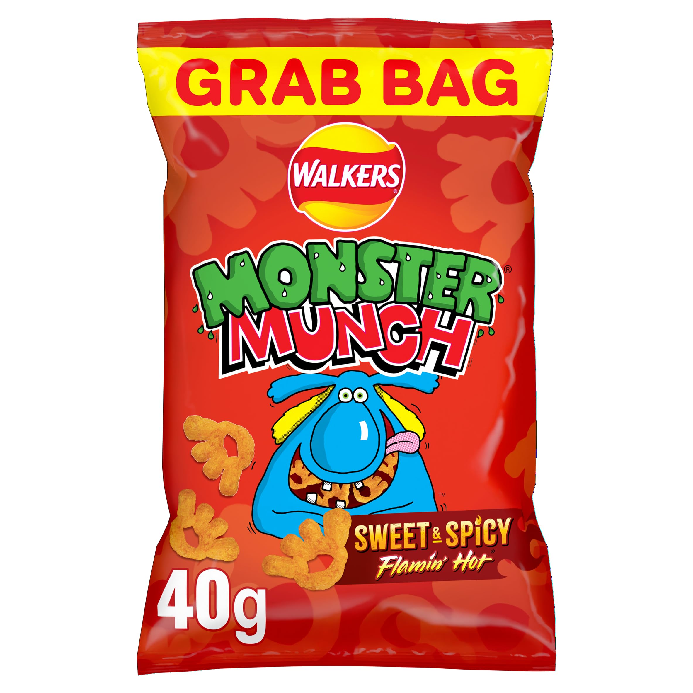Walkers Monster Munch Flamin' Hot Snacks Crisps 40g (Case of 35)