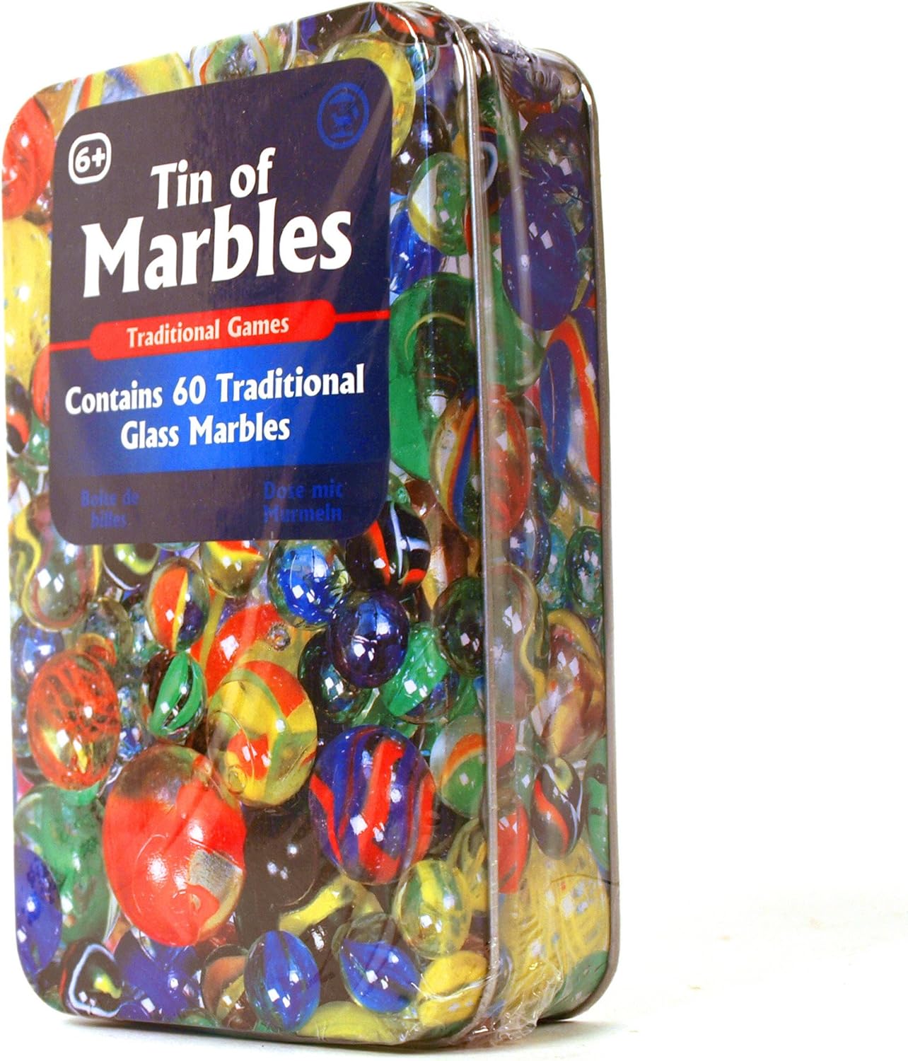 Tobar Marbles - Tin of 60 Mixed Designs Glass Marbles for Kids and Adults 4