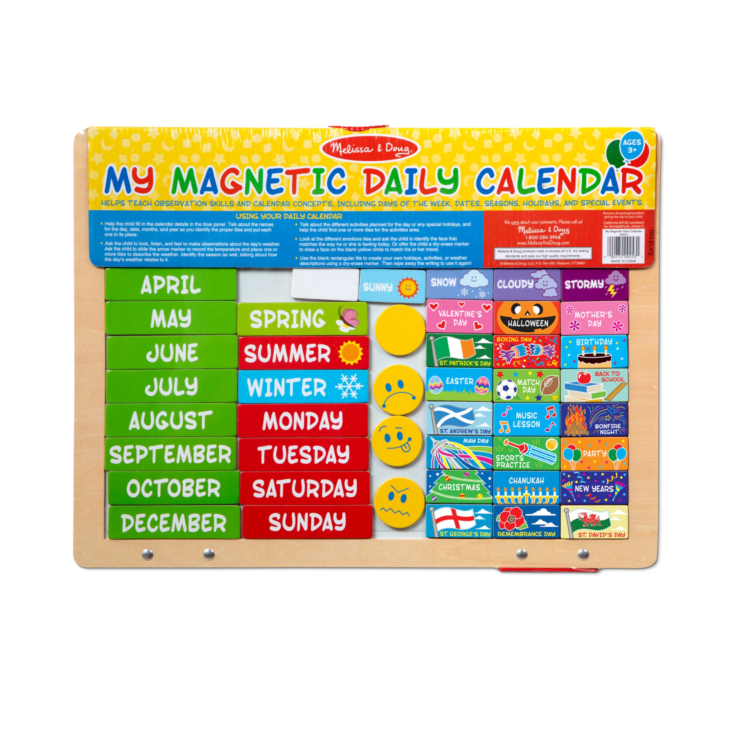 Melissa & Doug My First Daily Magnetic Calendar - Educational Wooden Toy for Kids 3+ 7
