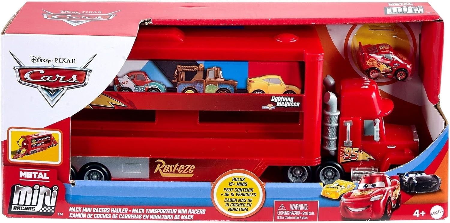 Disney and Pixar Cars Minis Transporter with Vehicle - Mack Hauler Playset for Kids 6