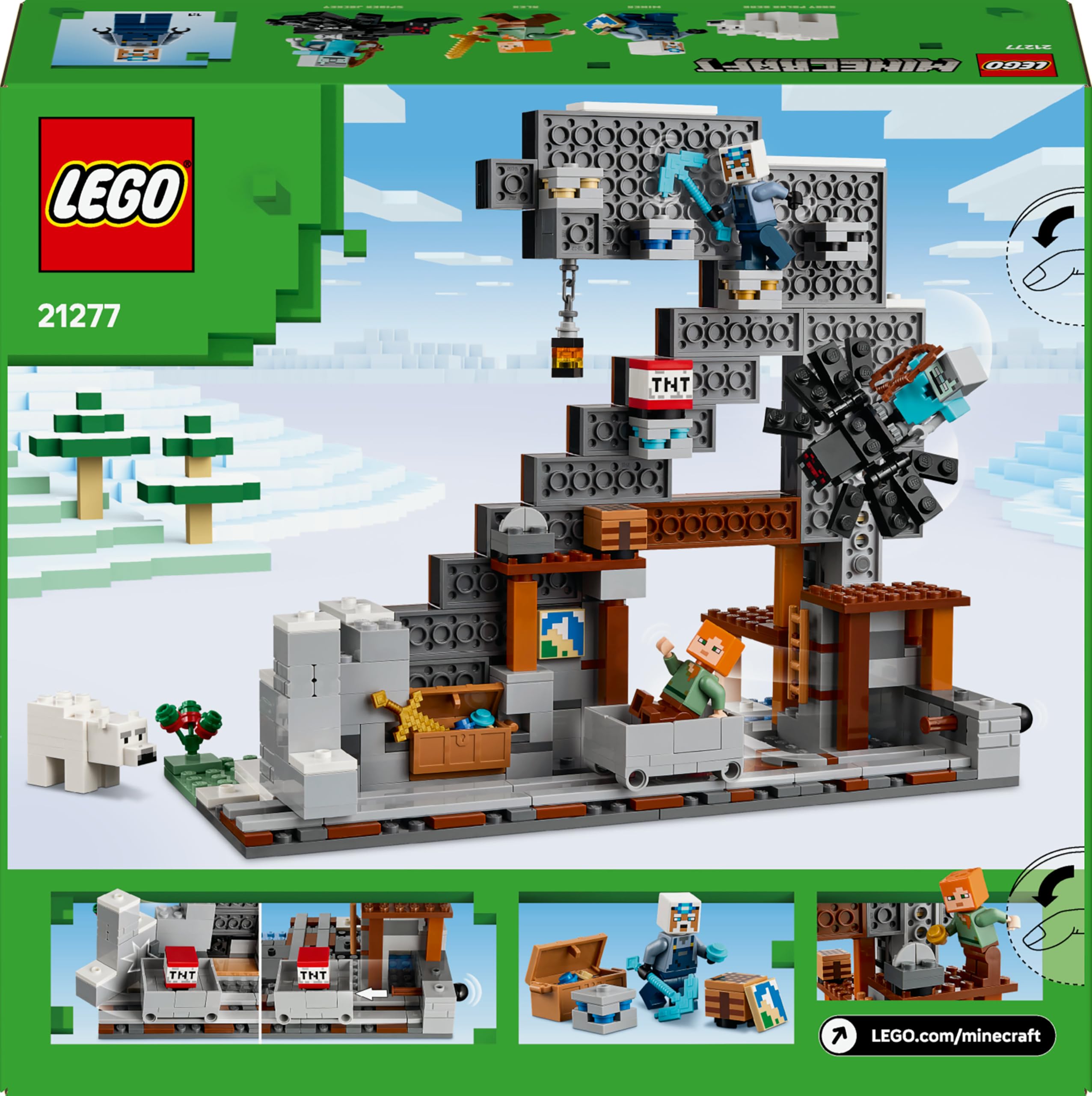 LEGO Minecraft The Pickaxe Mine - Building Set with Alex, Miner, Spider Jockey Figures 8
