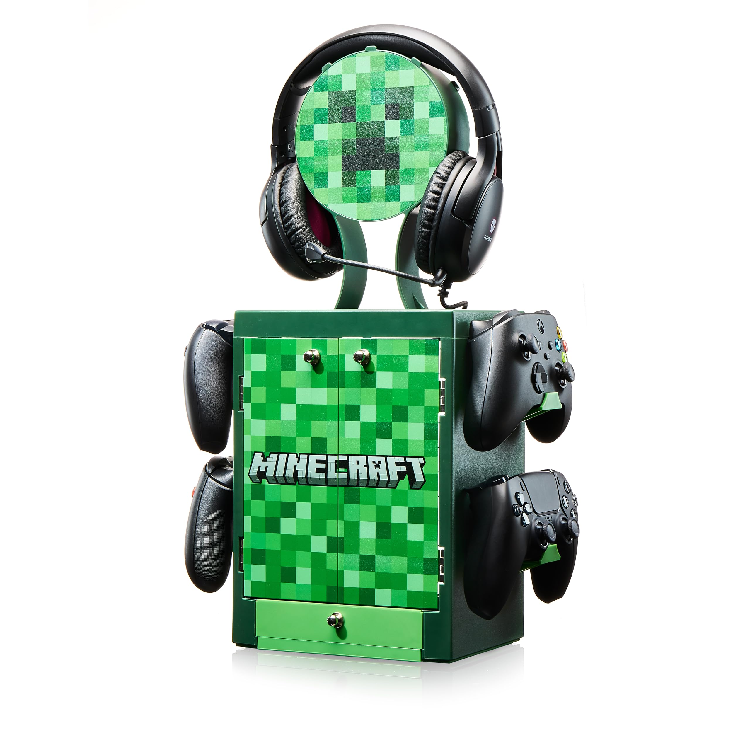 Minecraft Creeper Gaming Locker & Storage Stand by Numskull – Holds 10 Games, 4 Controllers