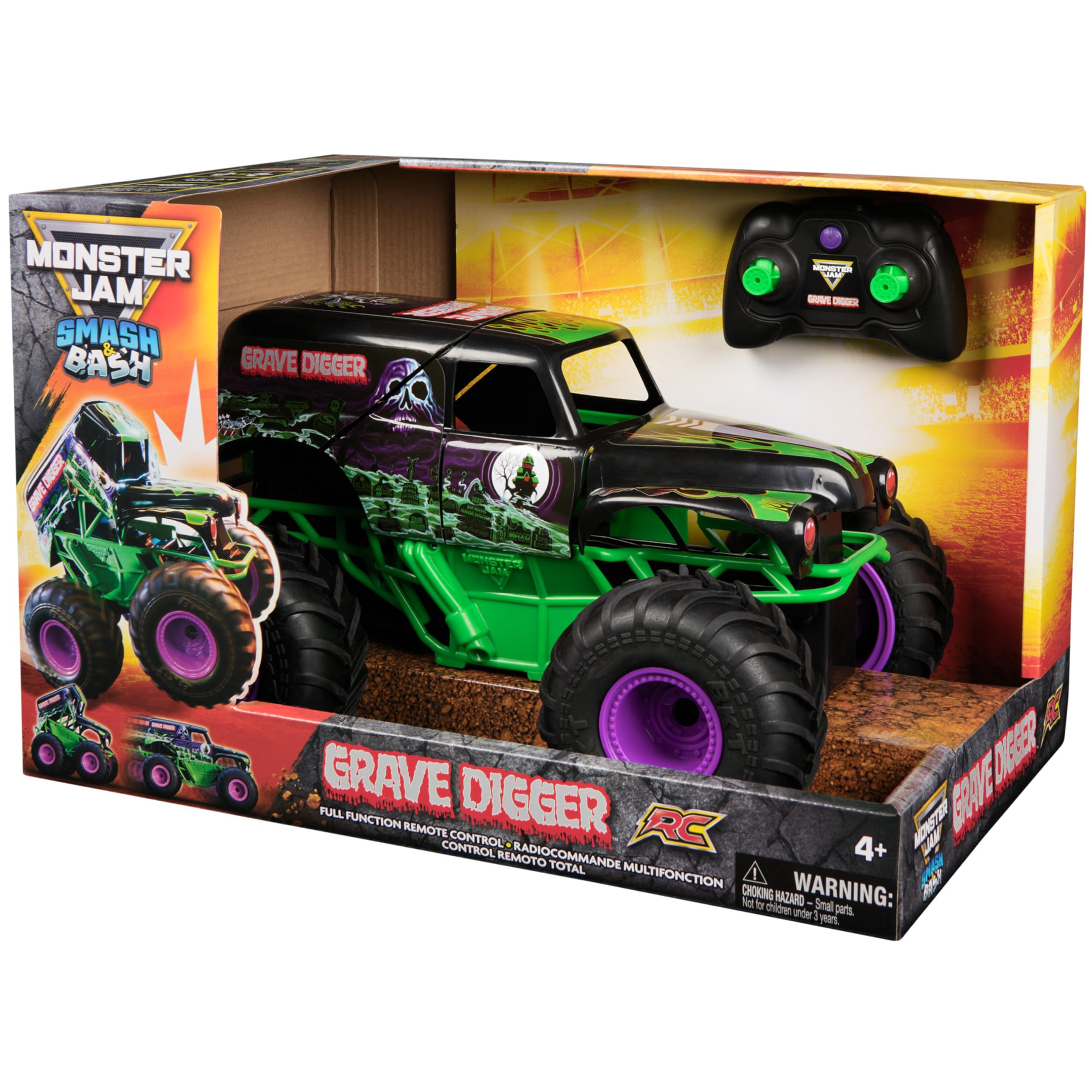 Smash & Bash Grave Digger Remote Control Monster Truck - 1:15 Scale RC Vehicle for Kids 4-14 5