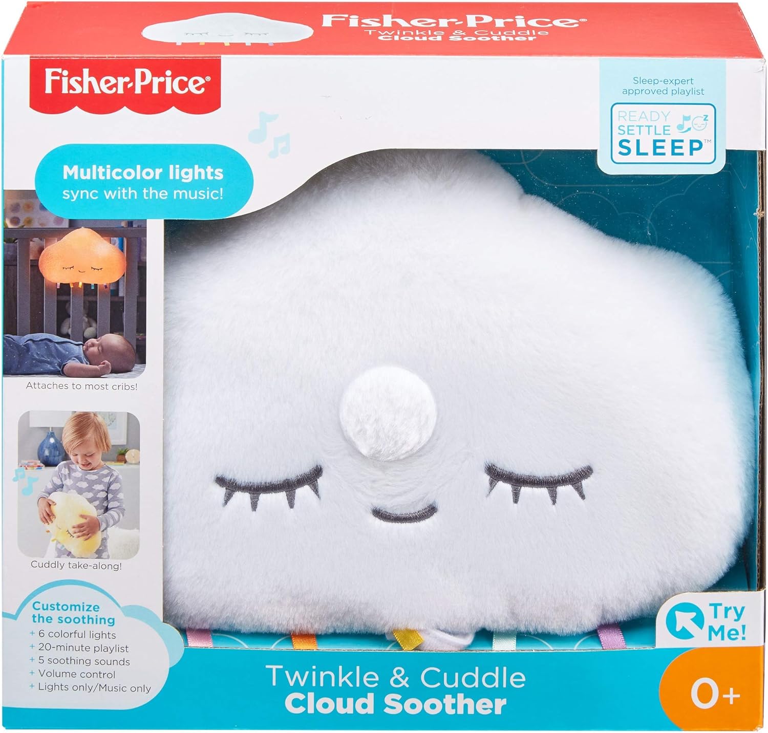 Fisher-Price Twinkle and Cuddle Cloud Soother - Musical Light-Up Plush for Babies 6