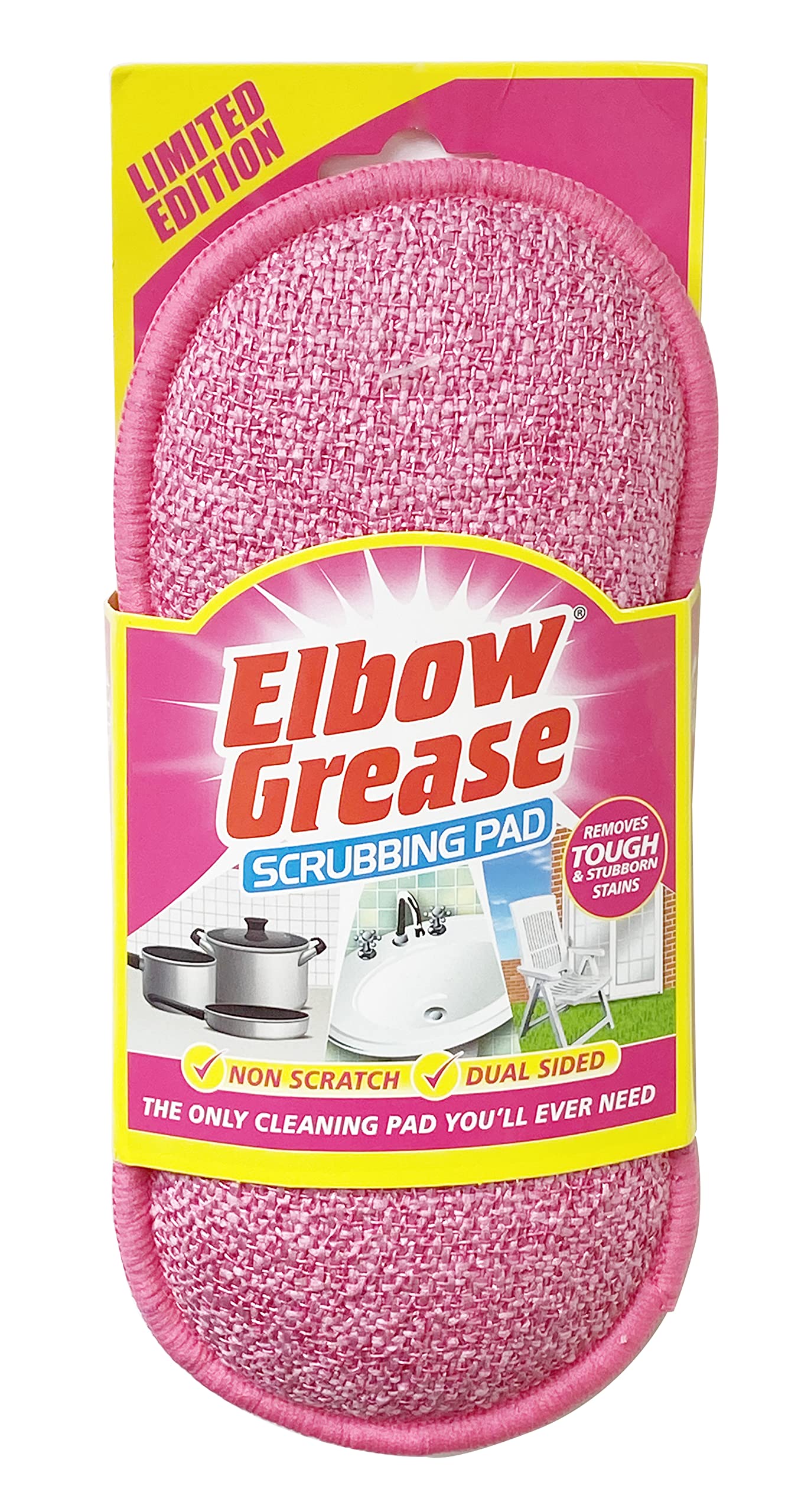 Elbow Grease Pink Scrubbing Pad - Dual Sided, Non-Scratch, Reusable (1 Pack) 1