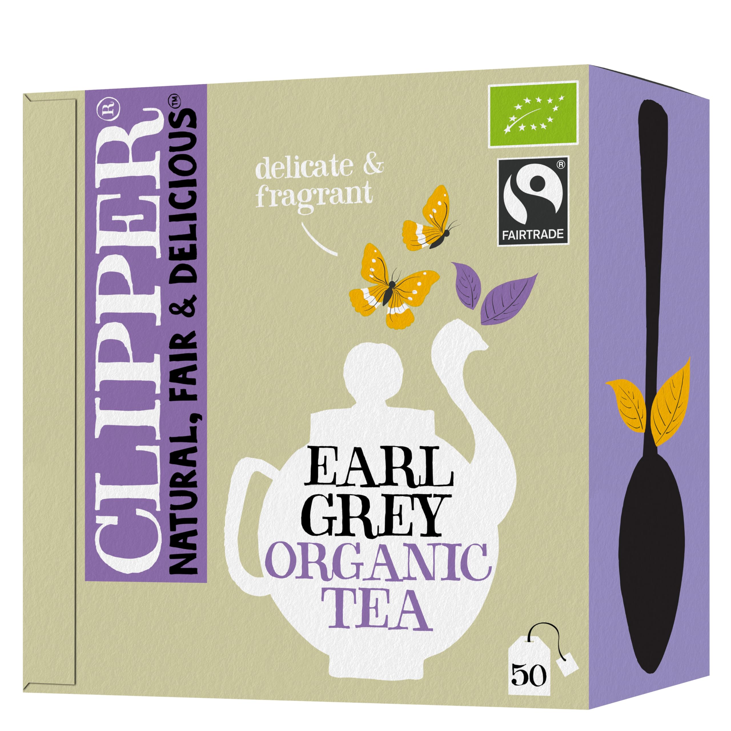 Clipper Natural, Fair & Delicious Organic Earl Grey Tea Bags - 50 Count String & Tag