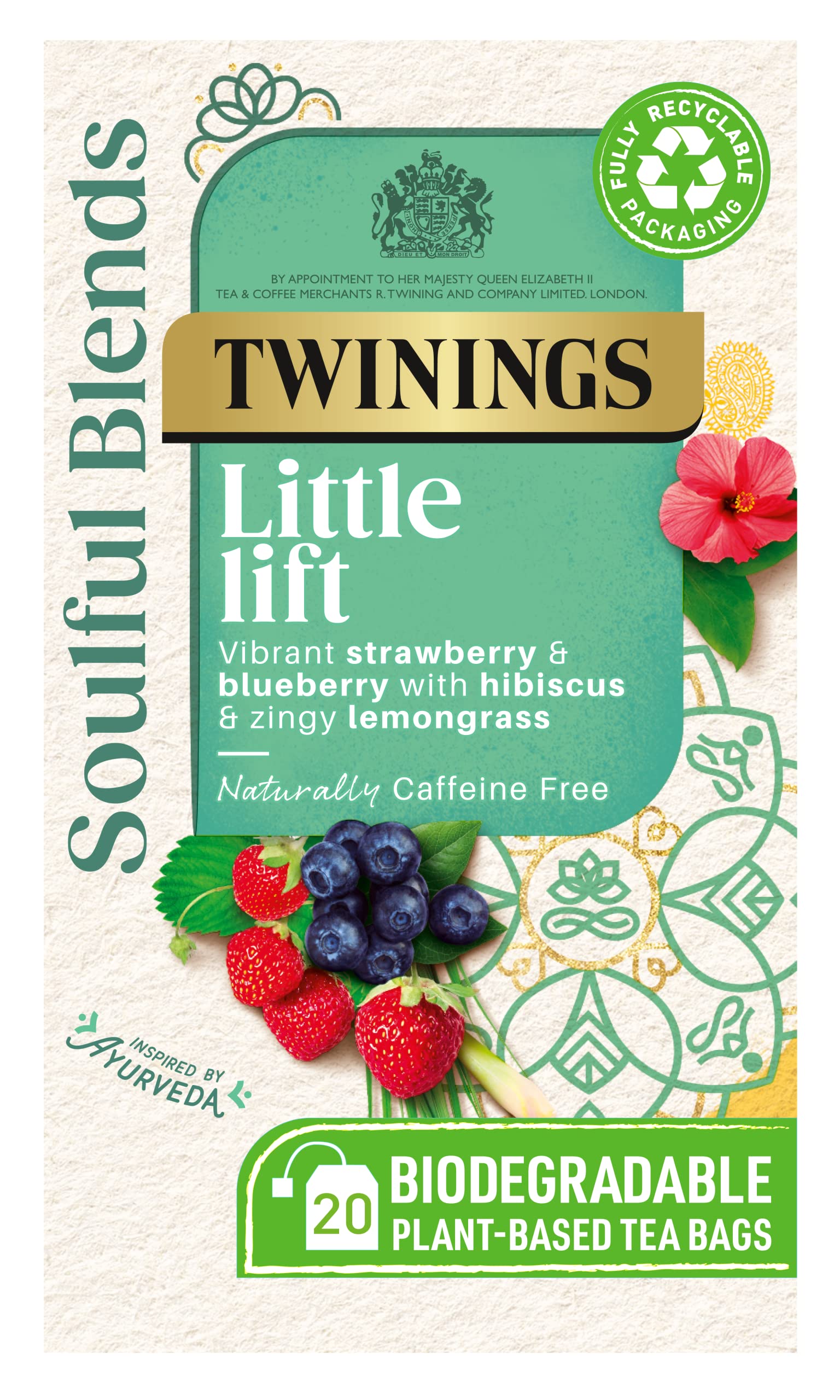 Twinings Soulful Blends Little Lift Herbal Tea - Strawberry, Blueberry & Hibiscus | 20 Teabags 1