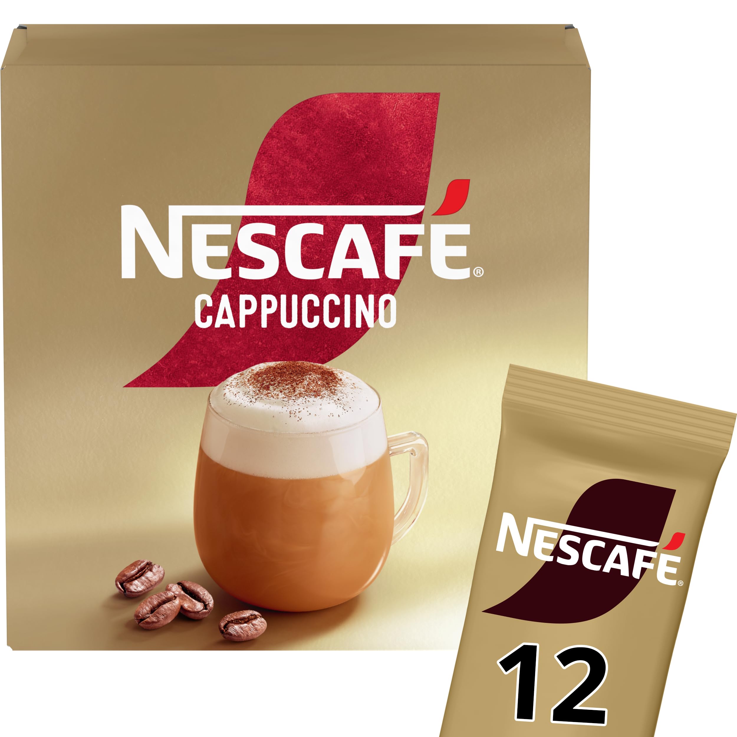 NESCAFÉ Gold Cappuccino Instant Coffee 12 x 15.5g Sachets - 100% Responsibly Sourced Coffee