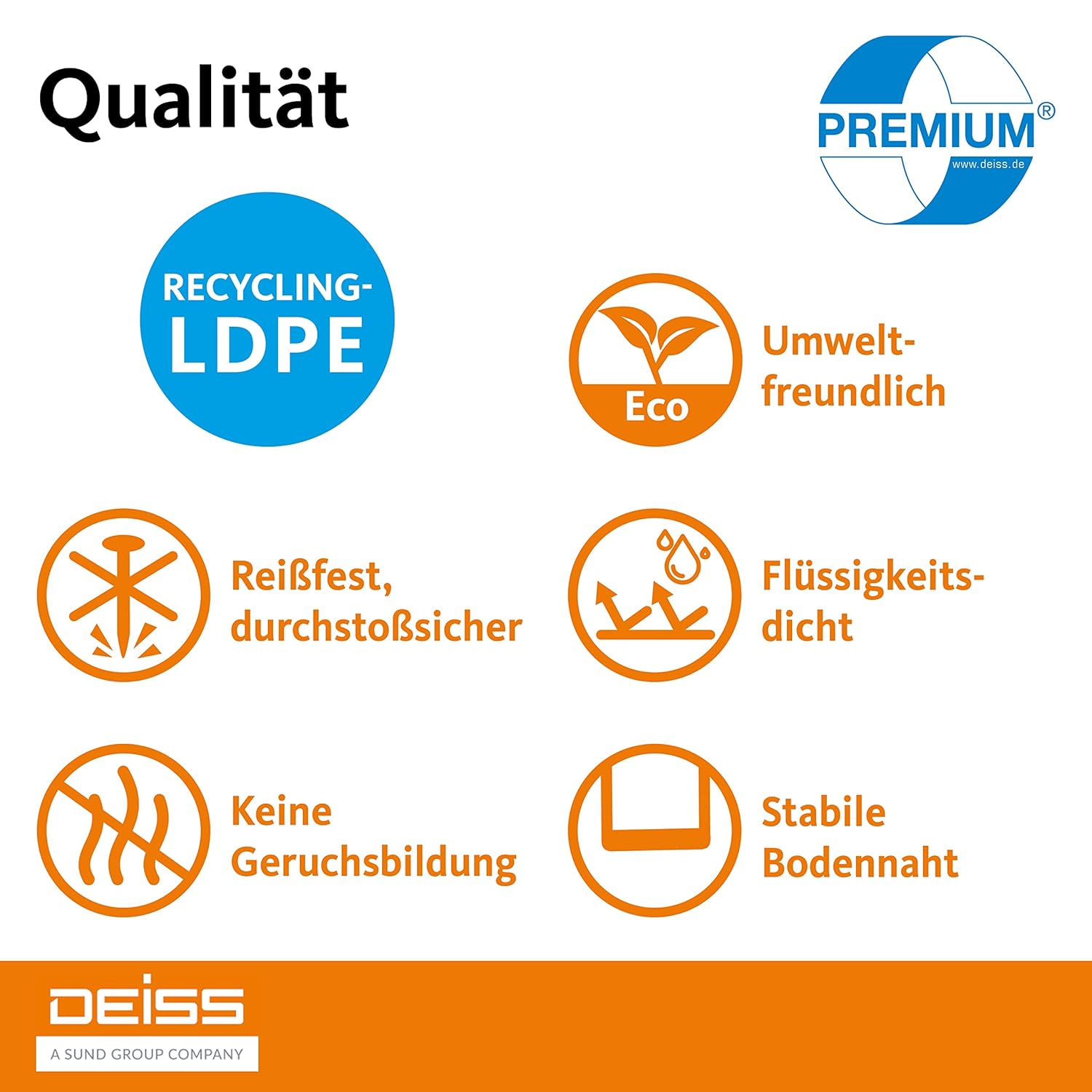 Deiss Premium Transparent Bin Bags Type 60, 120L - Clear Rubbish Bags 700 x 1100 mm 6