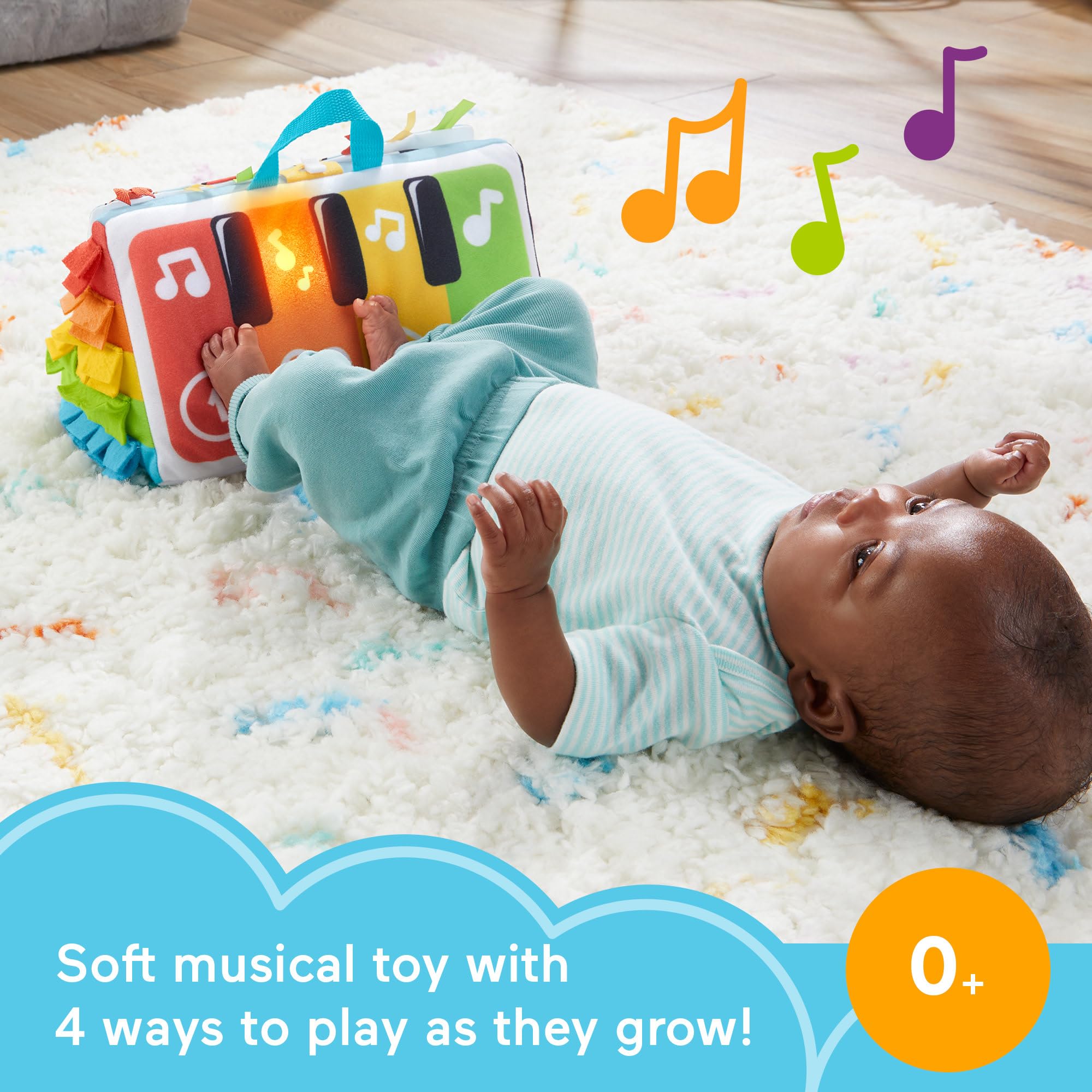 Fisher-Price Kick & Play Soft Piano - Musical Baby Toy for Tummy Time & Sensory Play 9