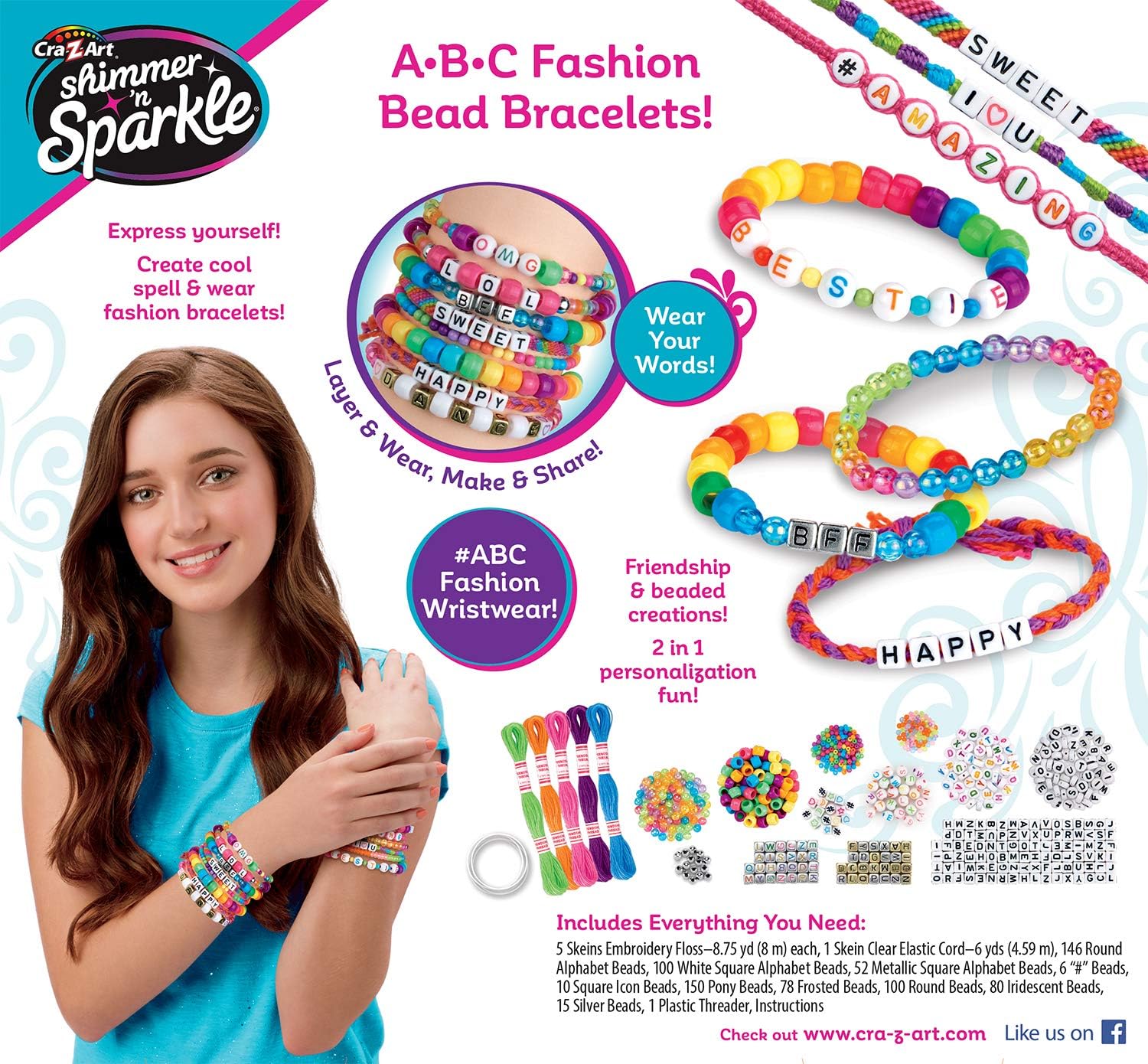 CRA-Z-ART Shimmer n Sparkle ABC Fashion Bracelets - Personalized Bead Craft Kit for Kids 6+ 3