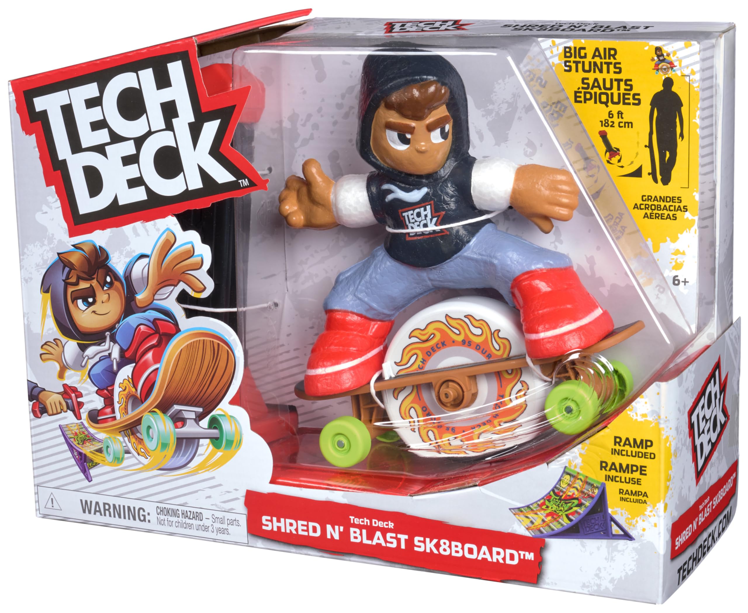 Tech Deck Shred N' Blast Skateboard - Motorized Finger Skateboard with Ramp for Kids 5+ 9