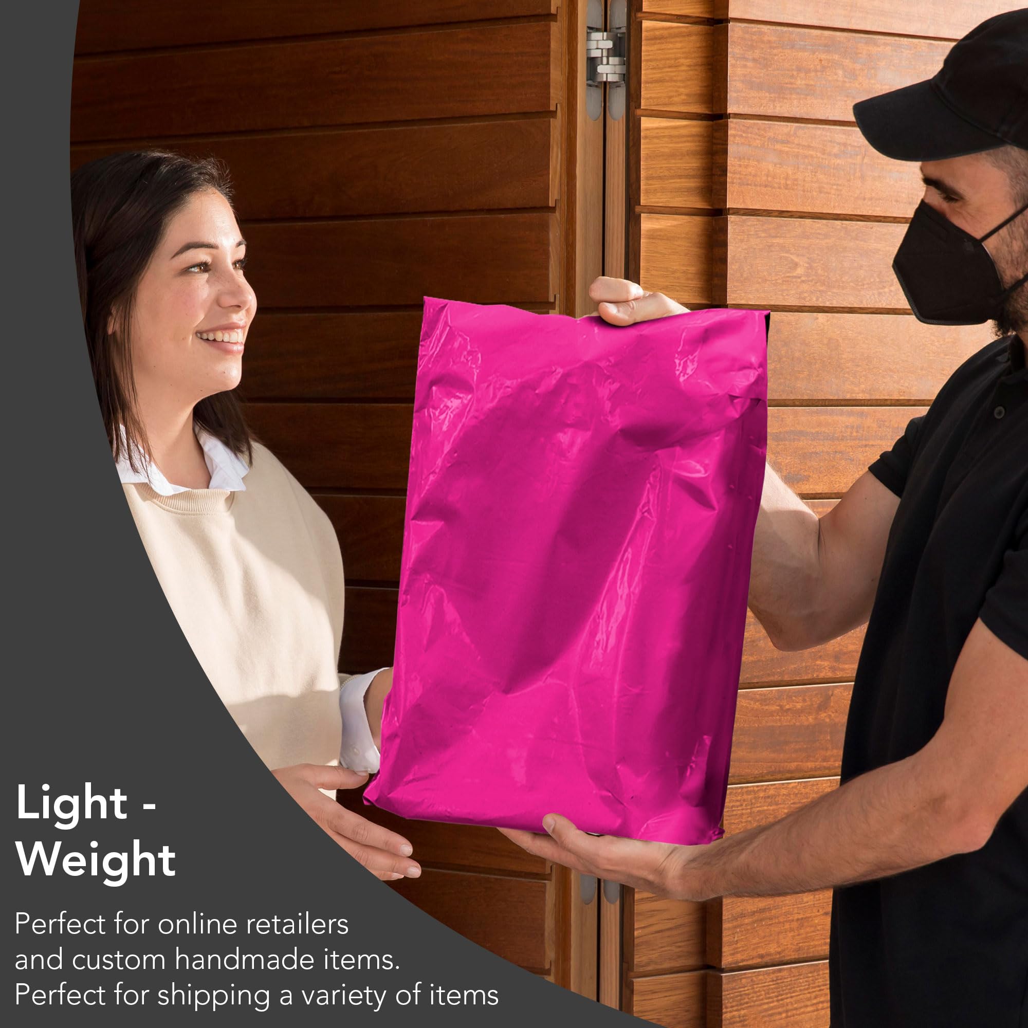 iSOUL Hot Pink Parcel Bags - 50 Count Mixed Sizes (6x9 to 14x19 Inch) | Water Resistant 4
