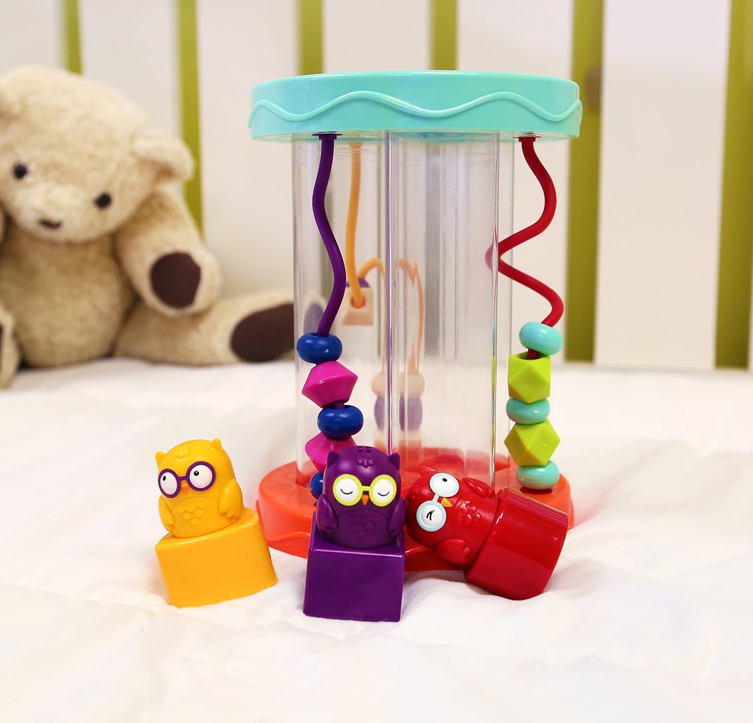 B. Toys Hooty-Hoo Owl Shape Sorter - Educational Baby Toy with Bead Maze & Whacky Sounds 7