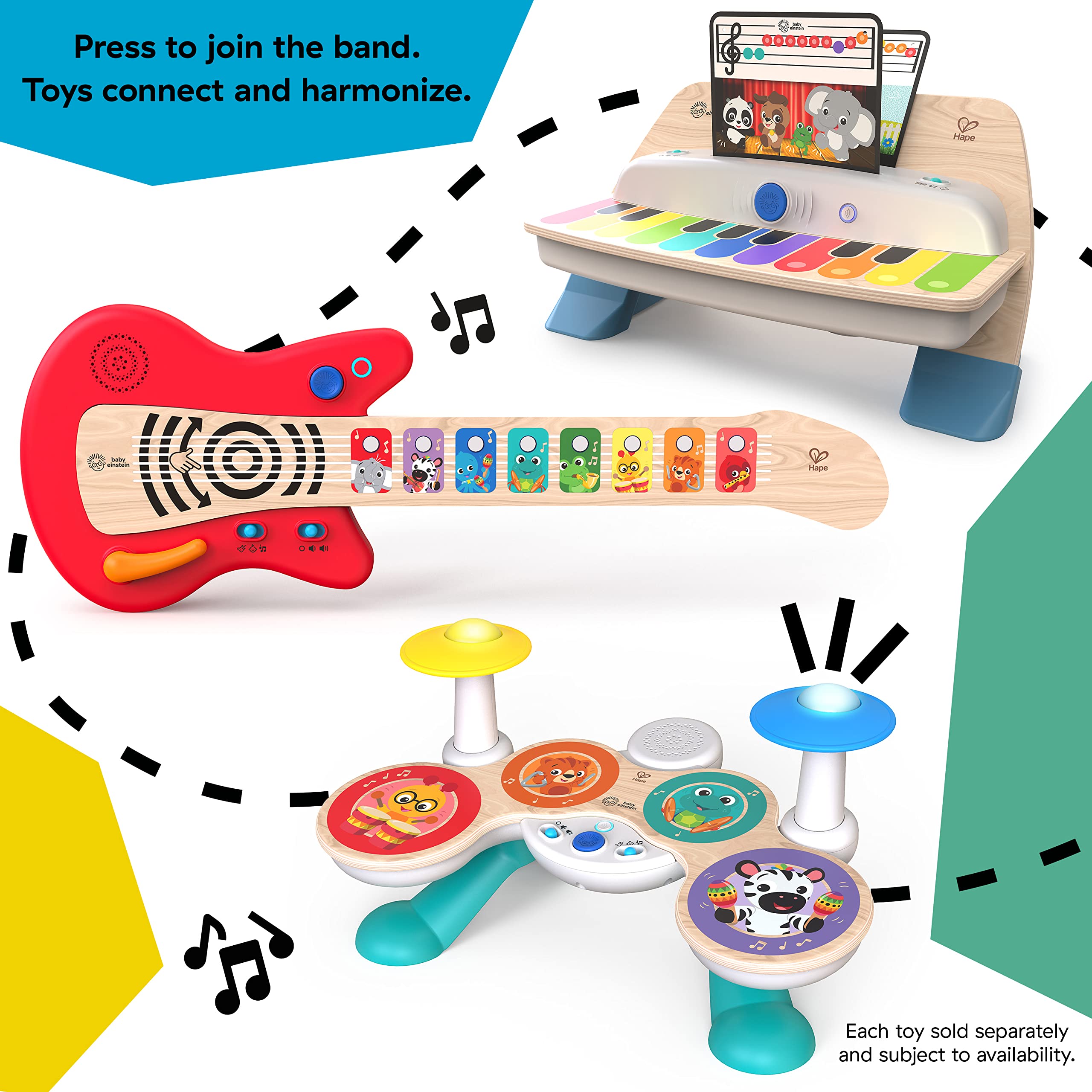 Baby Einstein Together in Tune Drums - Wireless Wooden Musical Toddler Toy 8
