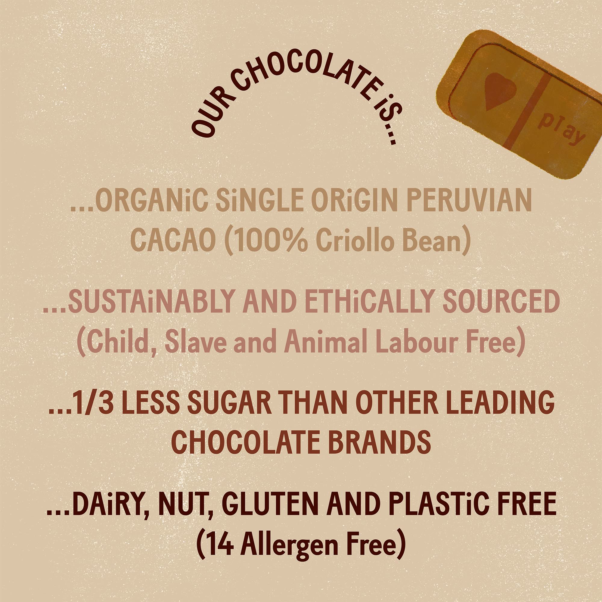 PLAYin CHOC JustChoc Vegan Organic Chocolate Bar - Allergy-Free Dairy-Free Treat 6