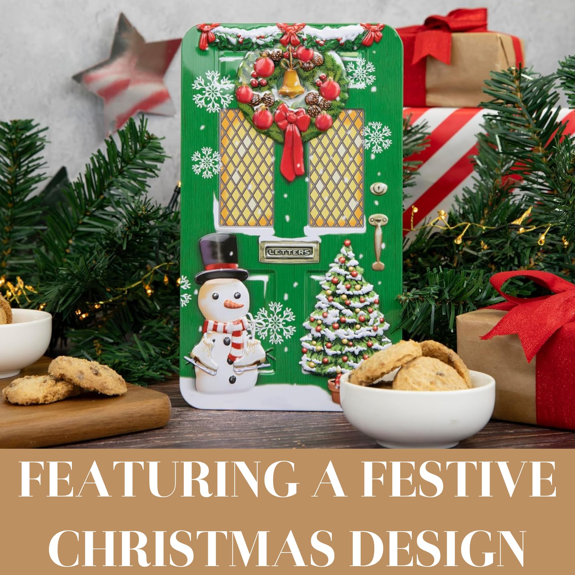The Silver Crane Co. - Green Christmas Door Gift Set Biscuit Tin 7