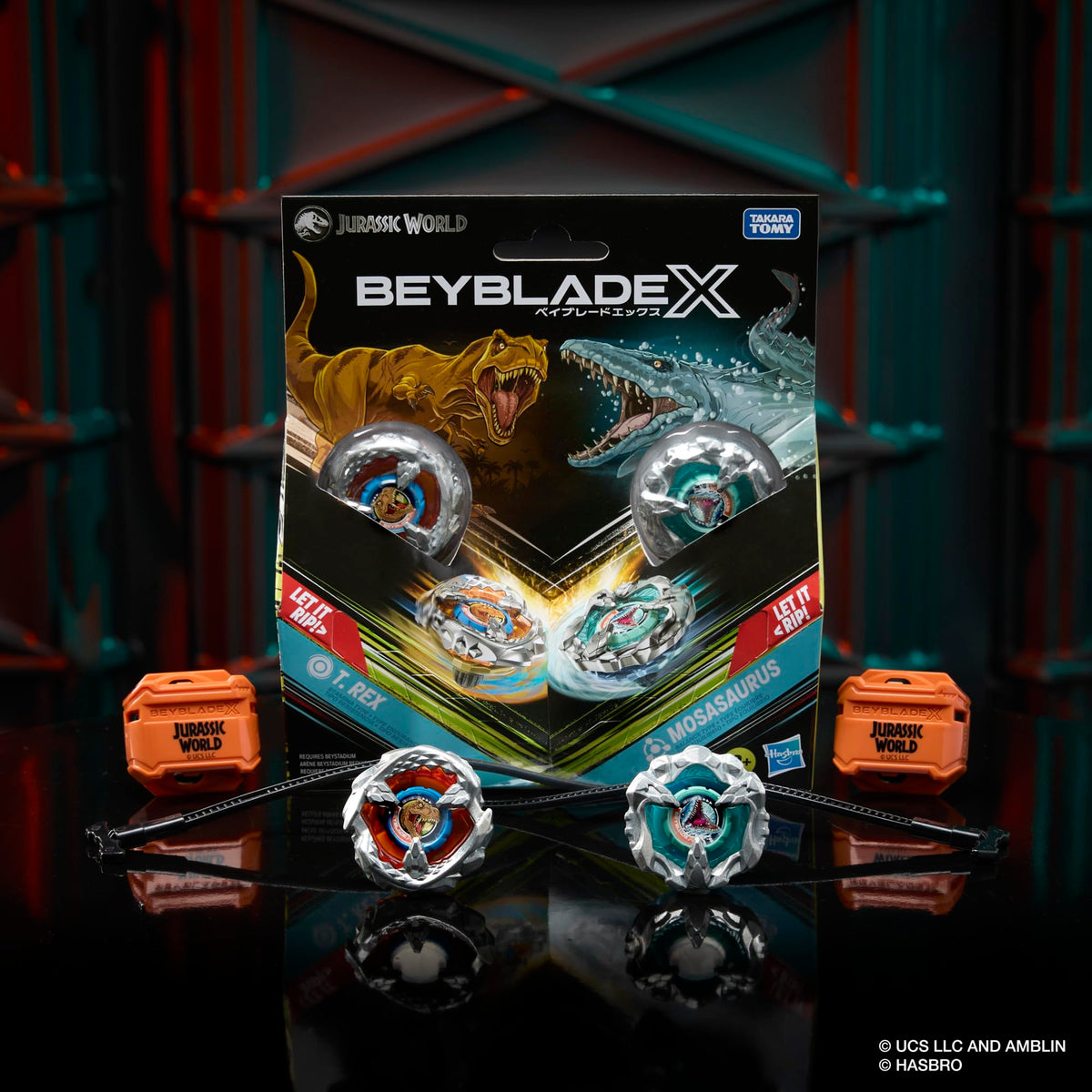 Beyblade X Jurassic World T. Rex vs Mosasaurus Battling Tops Set - 2 Tops, 2 Launchers