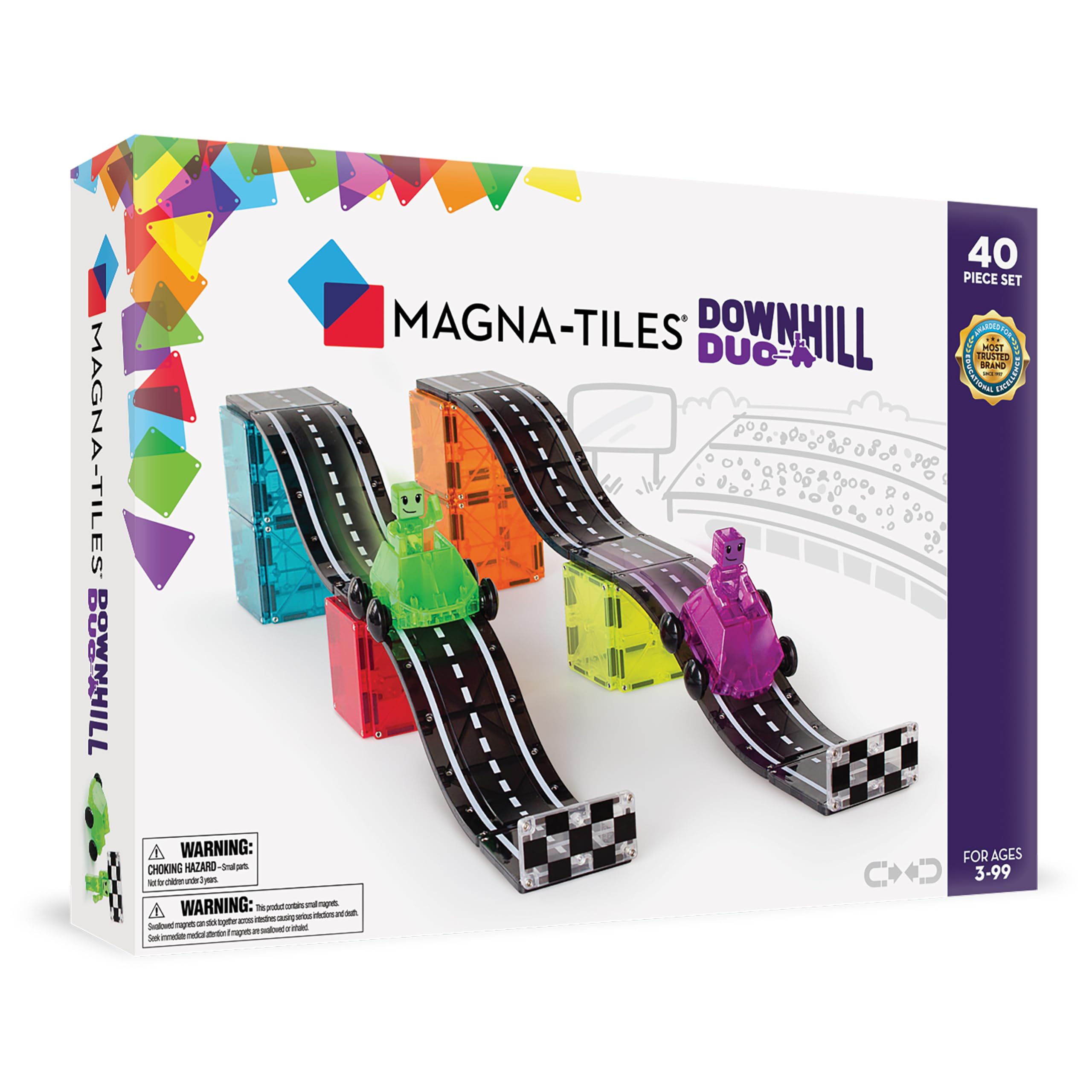Magna-Tiles Downhill Duo 40-Piece Set - Magnetic Racing Playset for Kids 3+