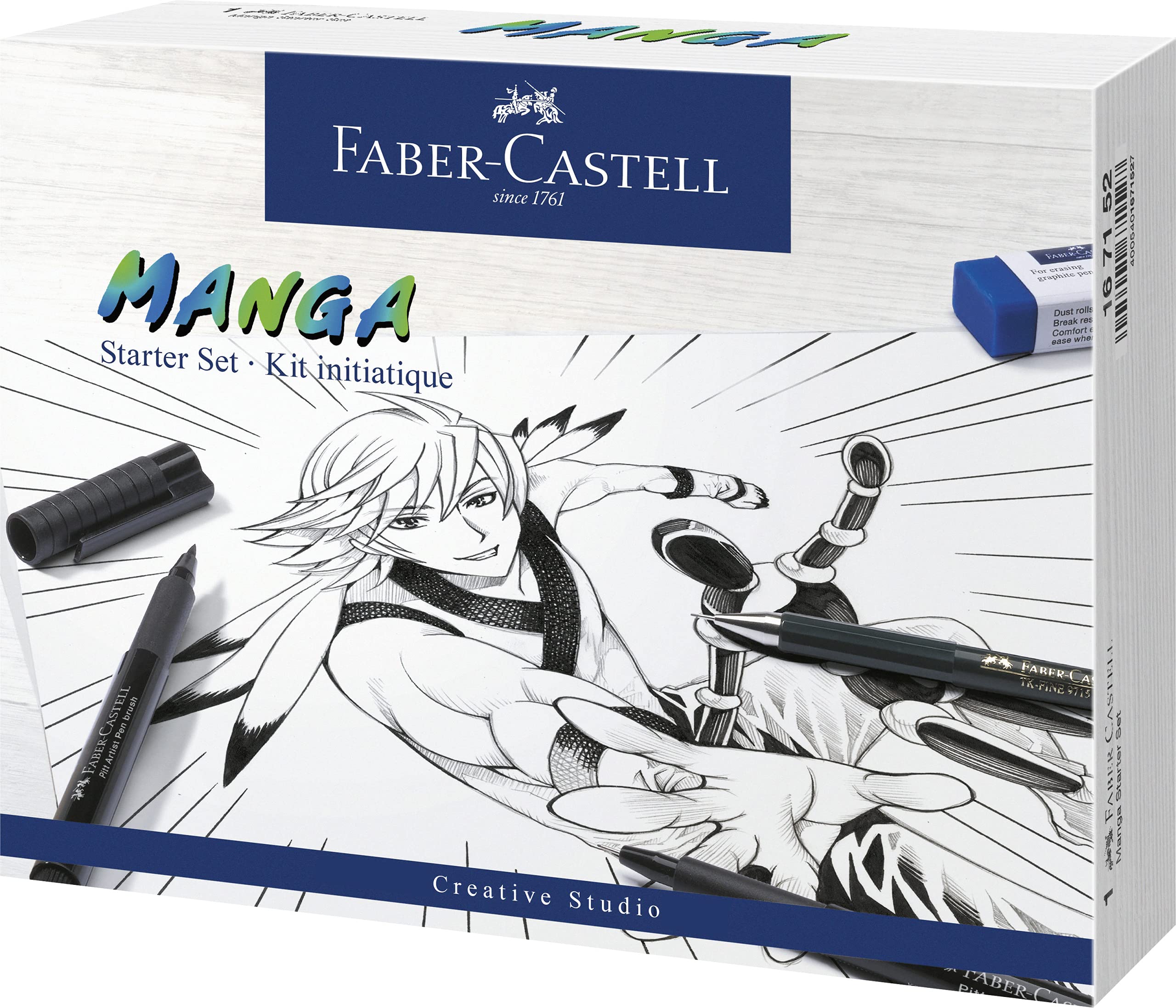 Faber-Castell Pitt Artist Pen Manga Starter Set - Permanent Ink, Quick Drying | Line Sizes XS, M, B 1