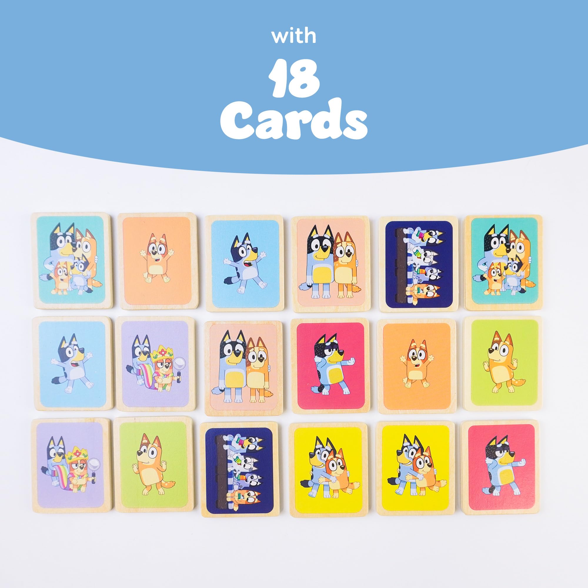 Bluey Wooden Memory Game for Kids Ages 2+ - Matching & Pairing Card Game | Durable Wood 2