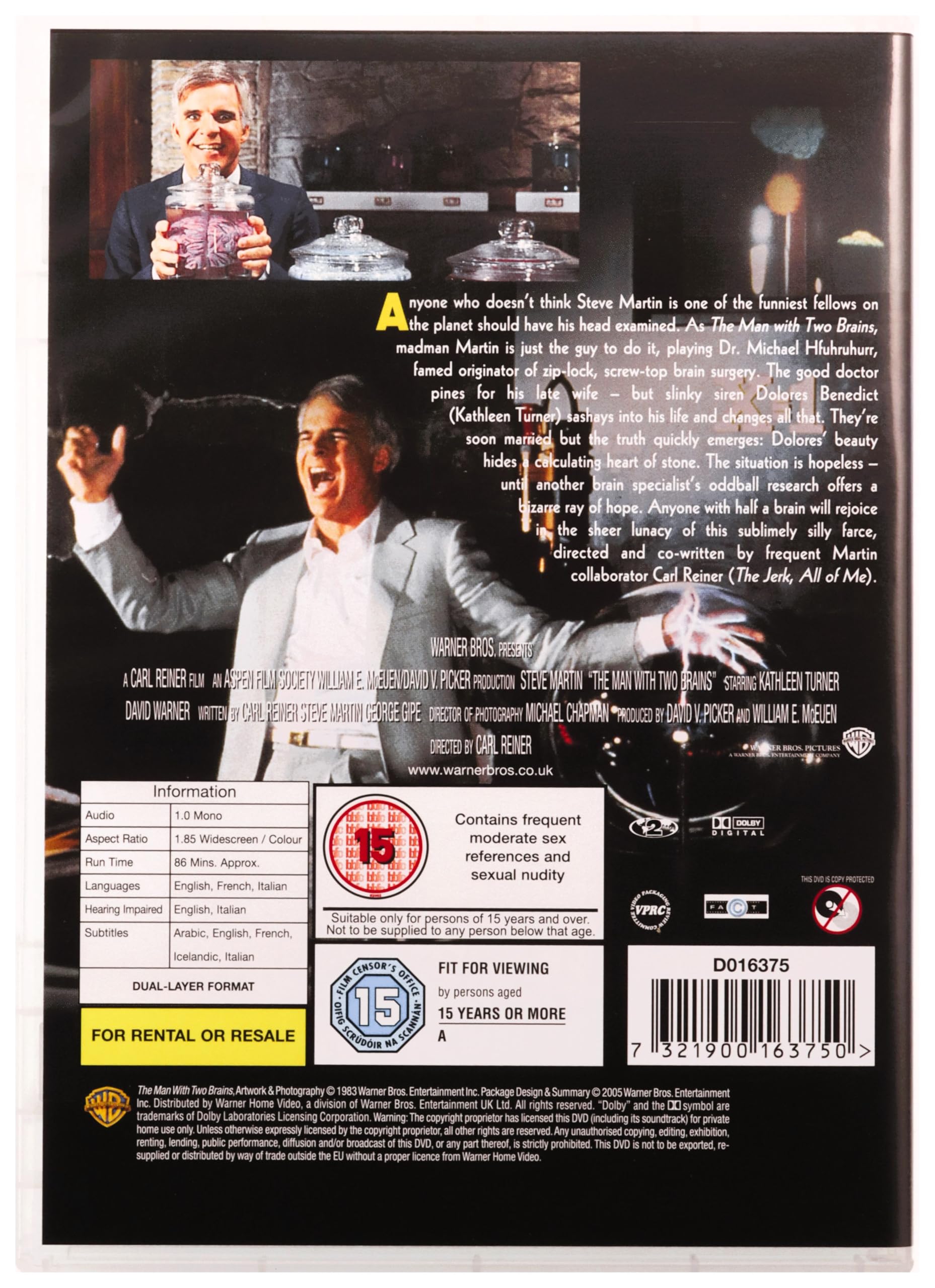 The Man With Two Brains (1983) - Comedy Sci-Fi [DVD]