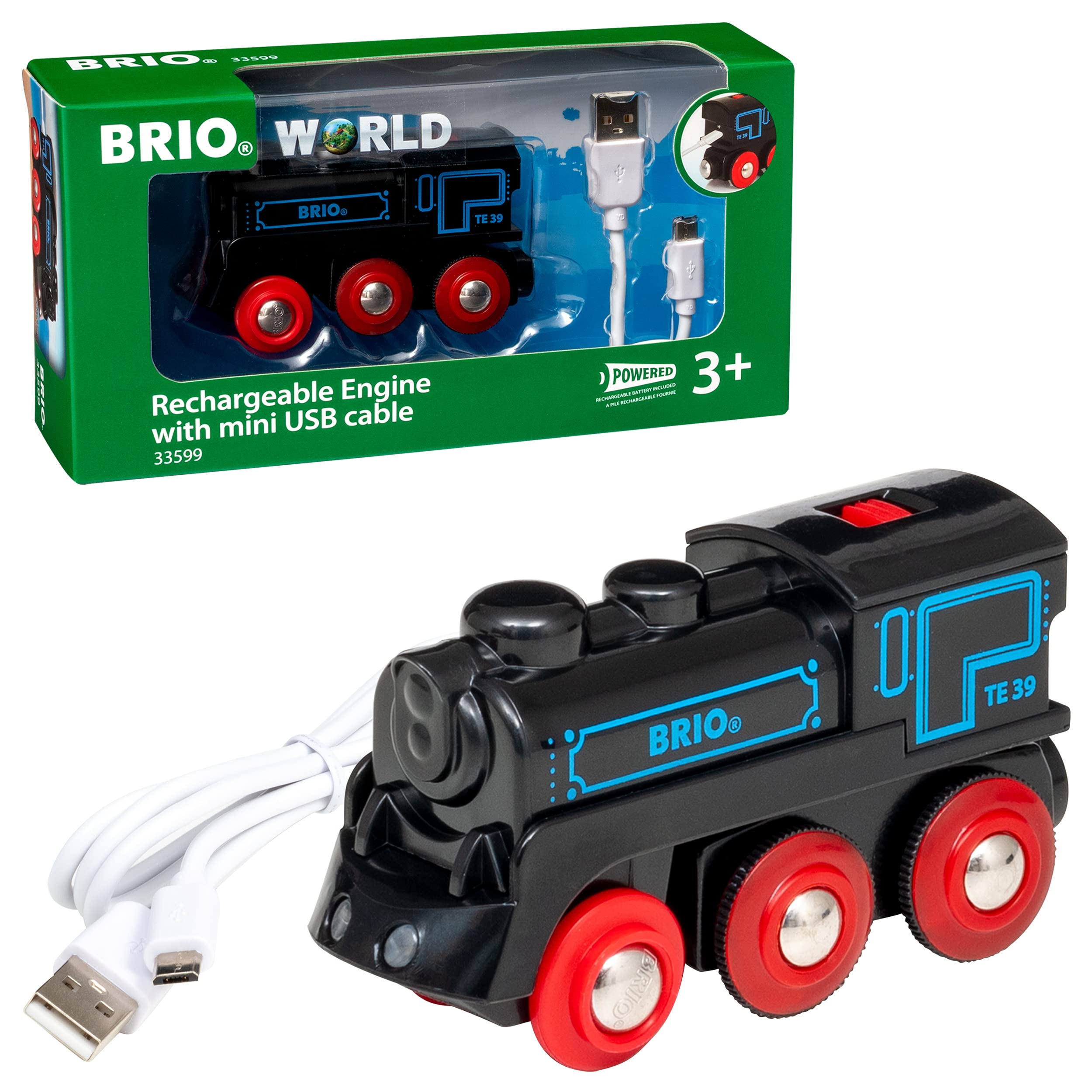 BRIO World Rechargeable USB Battery Powered Engine Toy Train for Kids 3 Years Up