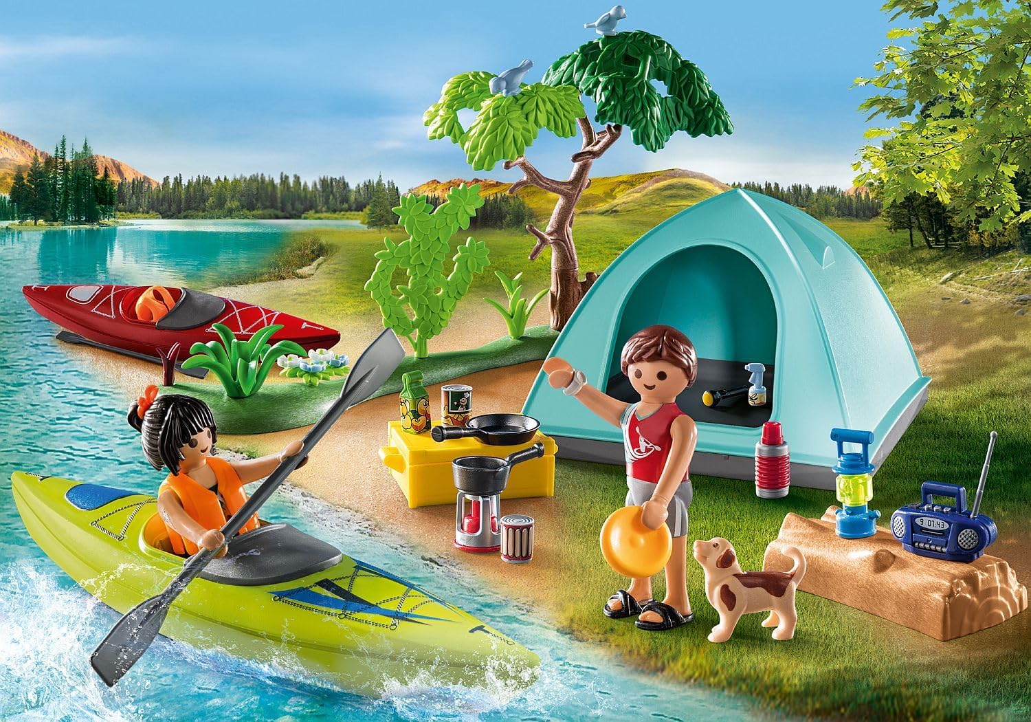 Playmobil 71425 Family Fun Campsite with Campfire - Outdoor Adventure Playset for Kids 4+ 6