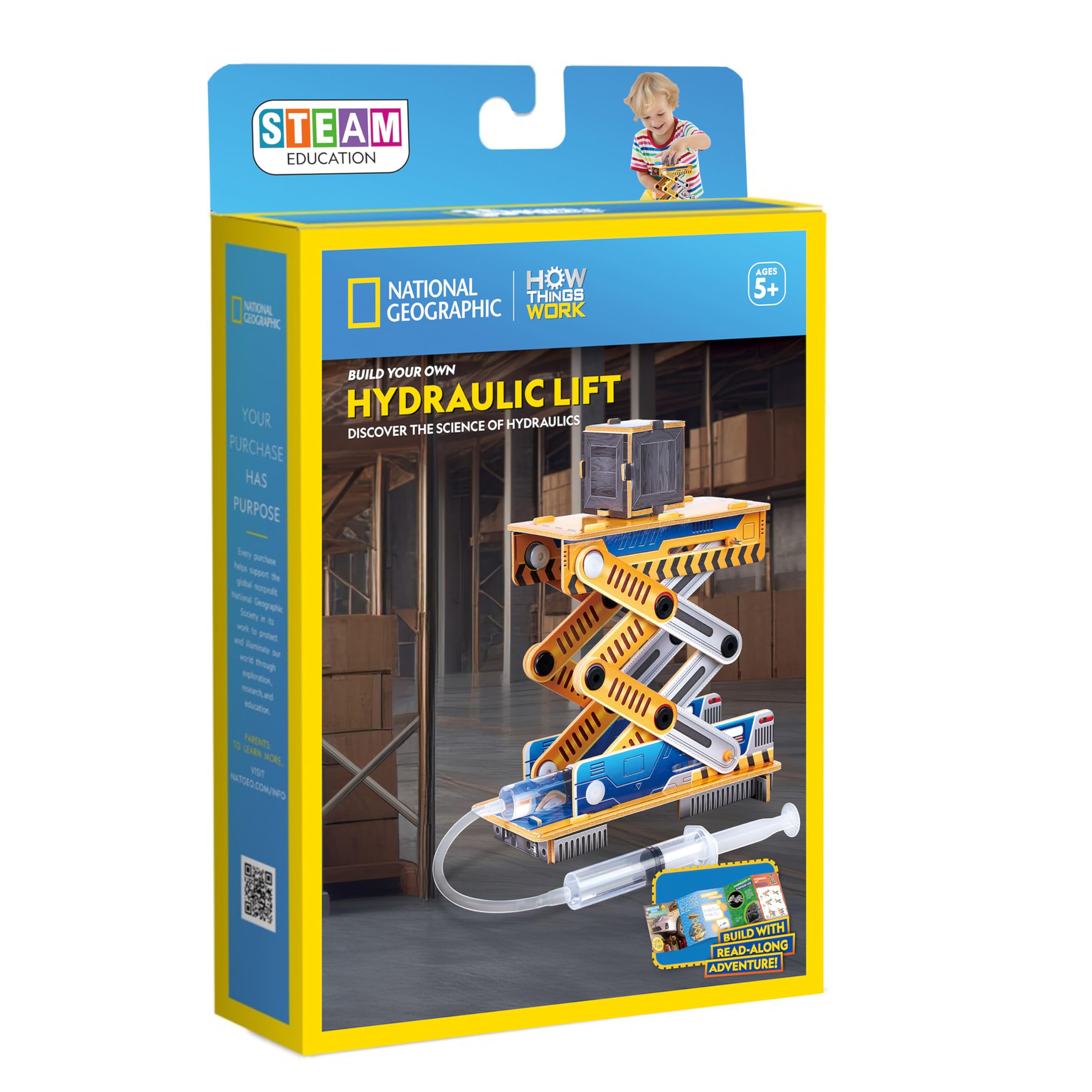 National Geographic Hydraulic Lift Educational Kit - Build Your Own STEM Toy for Ages 5+
