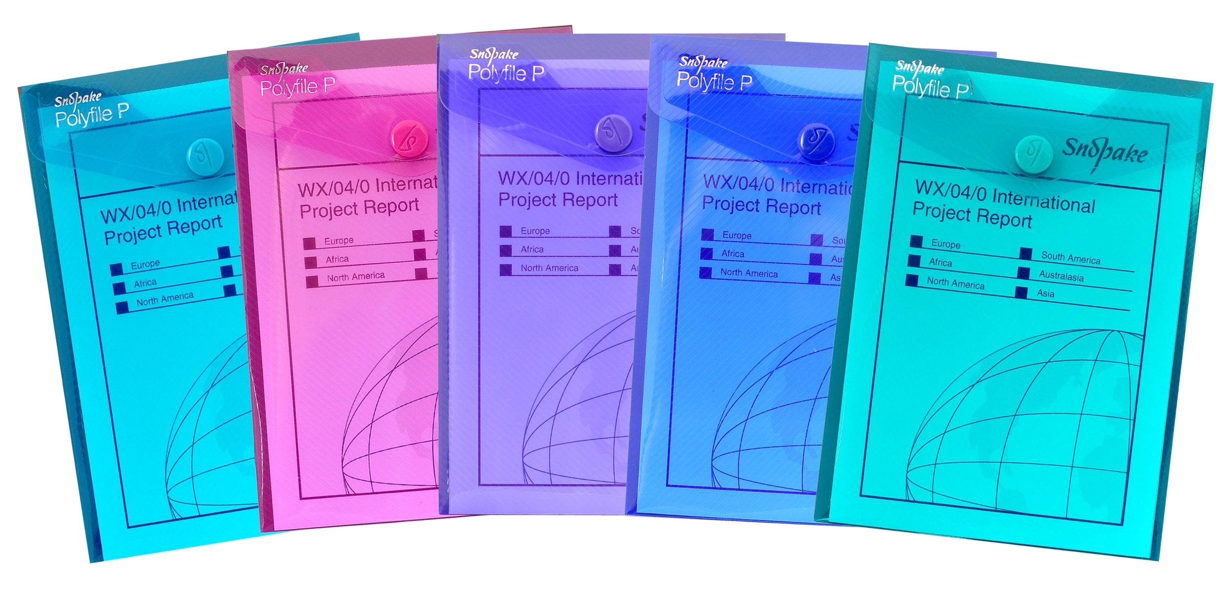 Snopake A6 Polyfile P Popper Wallet with Press Stud Closure - Pack of 5, Electra Assorted Colours