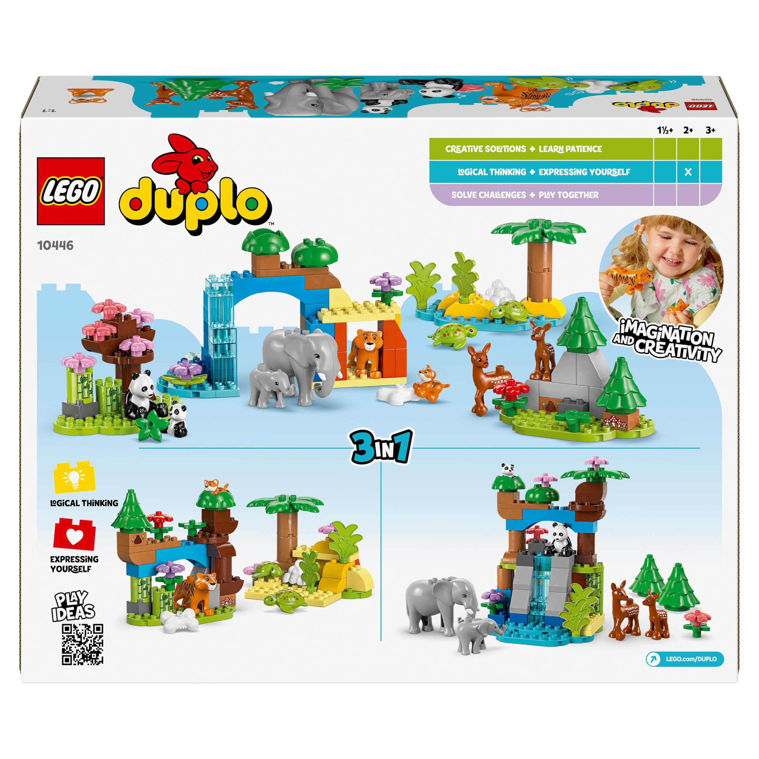 LEGO DUPLO 3in1 Wild Animal Families Set - Educational Building Toy for Toddlers 2+ 13