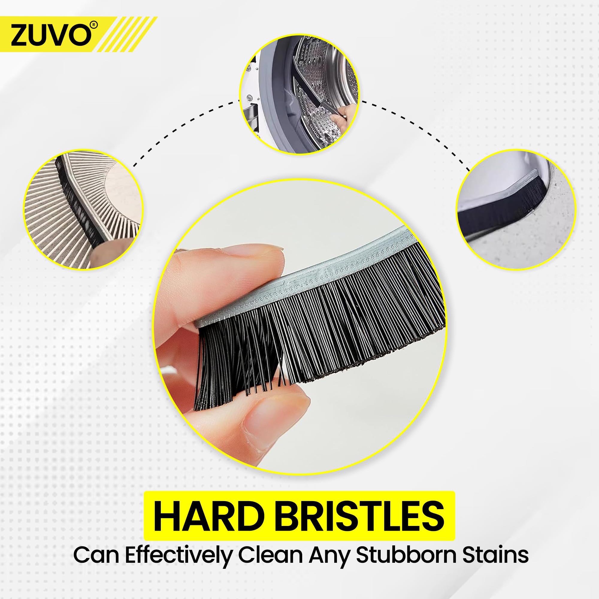 Zuvo Crevice Brush Set (2 Pack) – Hard Bristle Cleaning Tool for Grout, Gaps & Tight Spaces 8