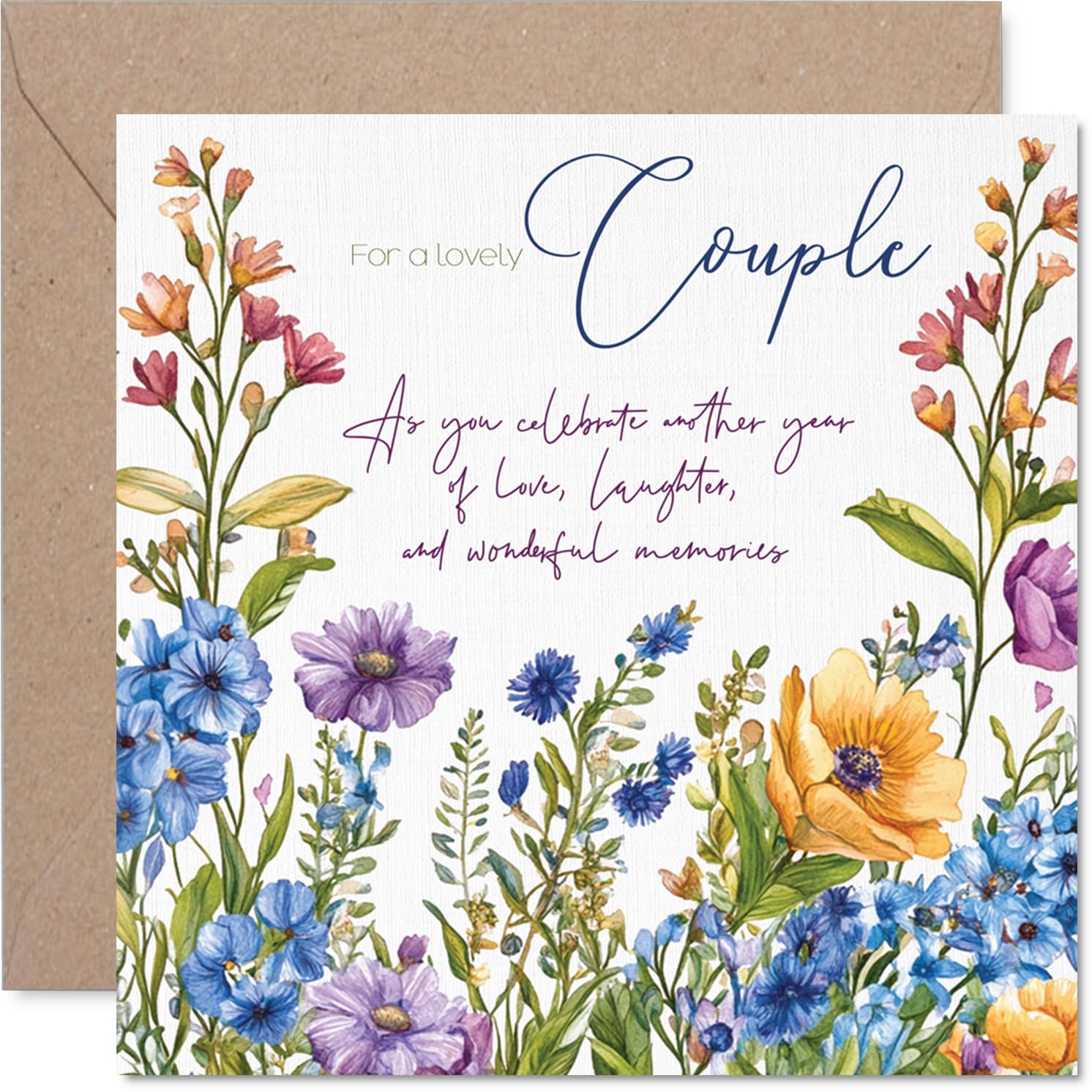 Stuff4 Couple Anniversary Greeting Card - Floral Garden Flowers Design | 145mm x 145mm