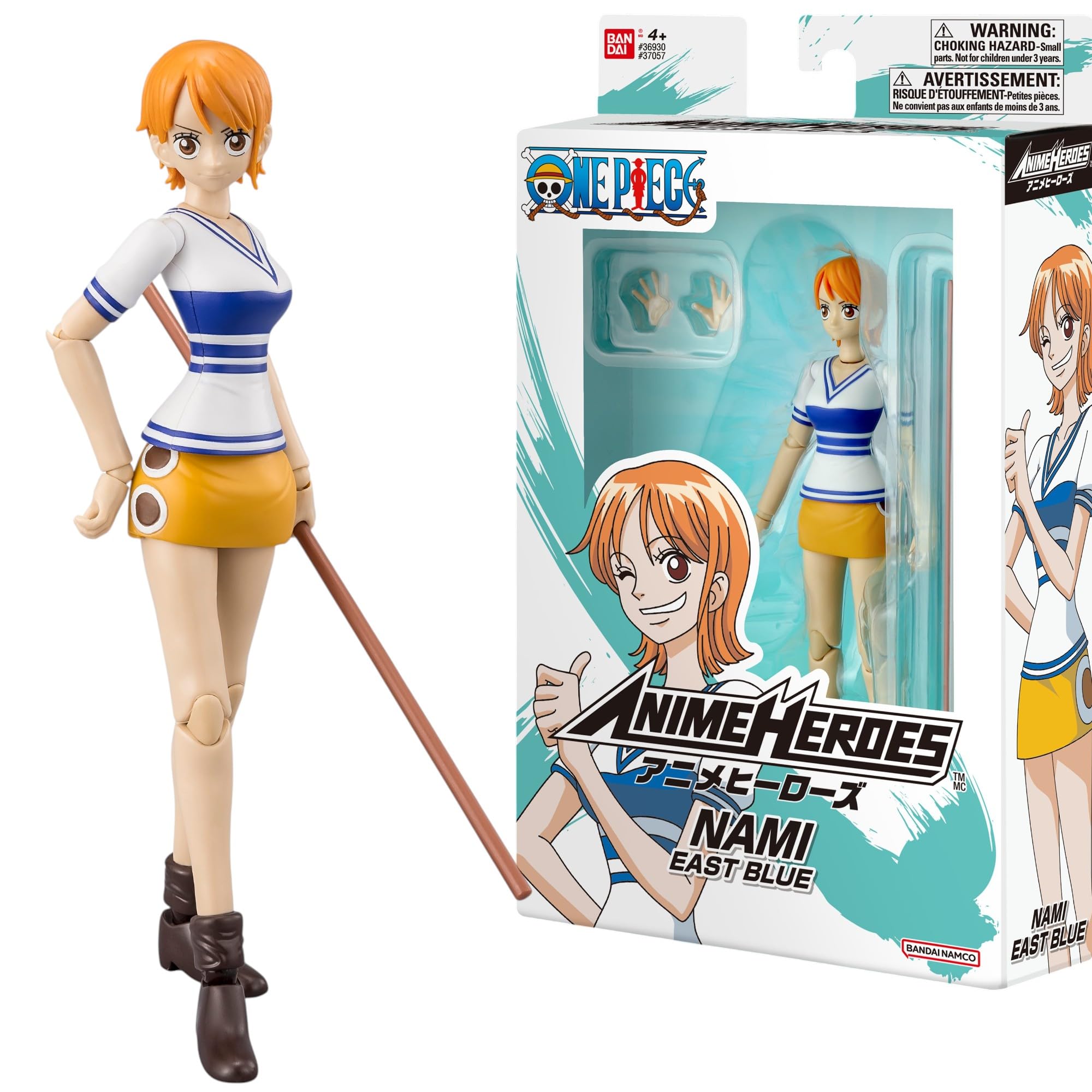 BANDAI Anime Heroes Nami Action Figure - 17cm, East Blue Appearance, Includes Accessories