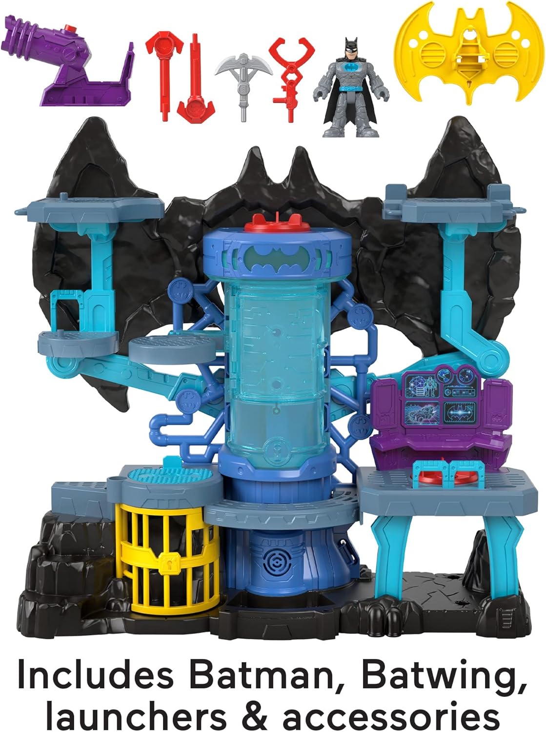 Imaginext DC Super Friends Bat-Tech Batcave Playset - Light-Up Action for Kids 3-8 3