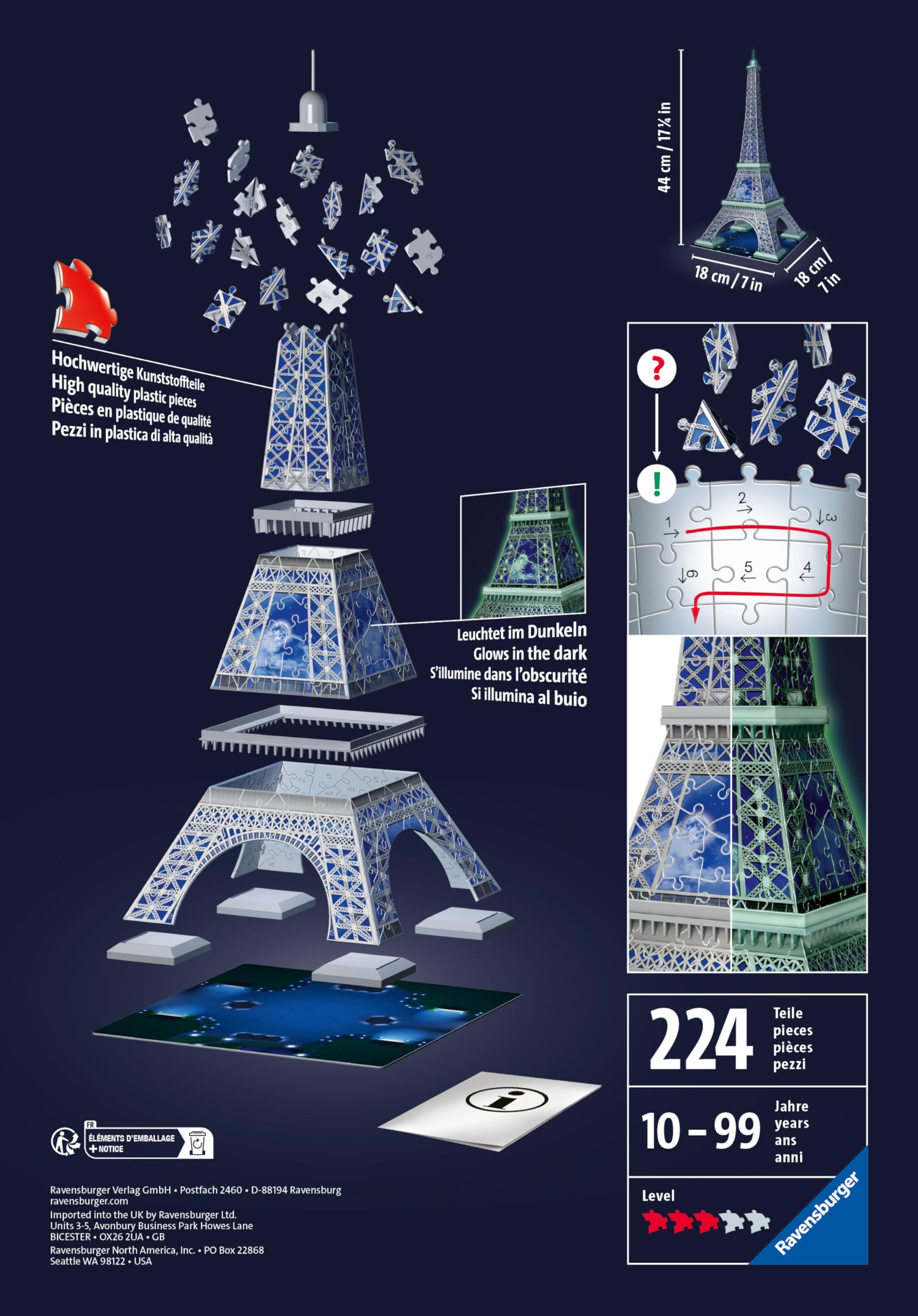Ravensburger Glow in the Dark Eiffel Tower 3D Jigsaw Puzzle - 216-Piece Building Set for Kids & Adults 5