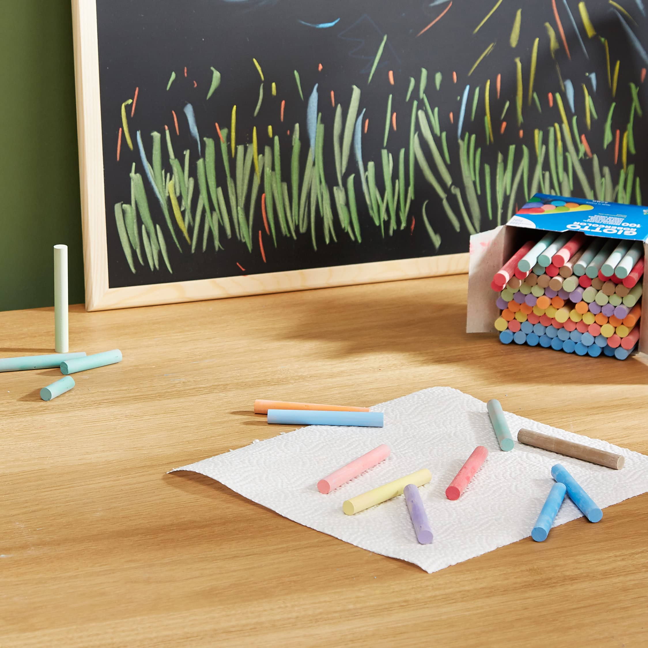 Giotto Robercolor Assorted Chalk - Dust-Free, Dermatologically Tested, Multi-Coloured 6