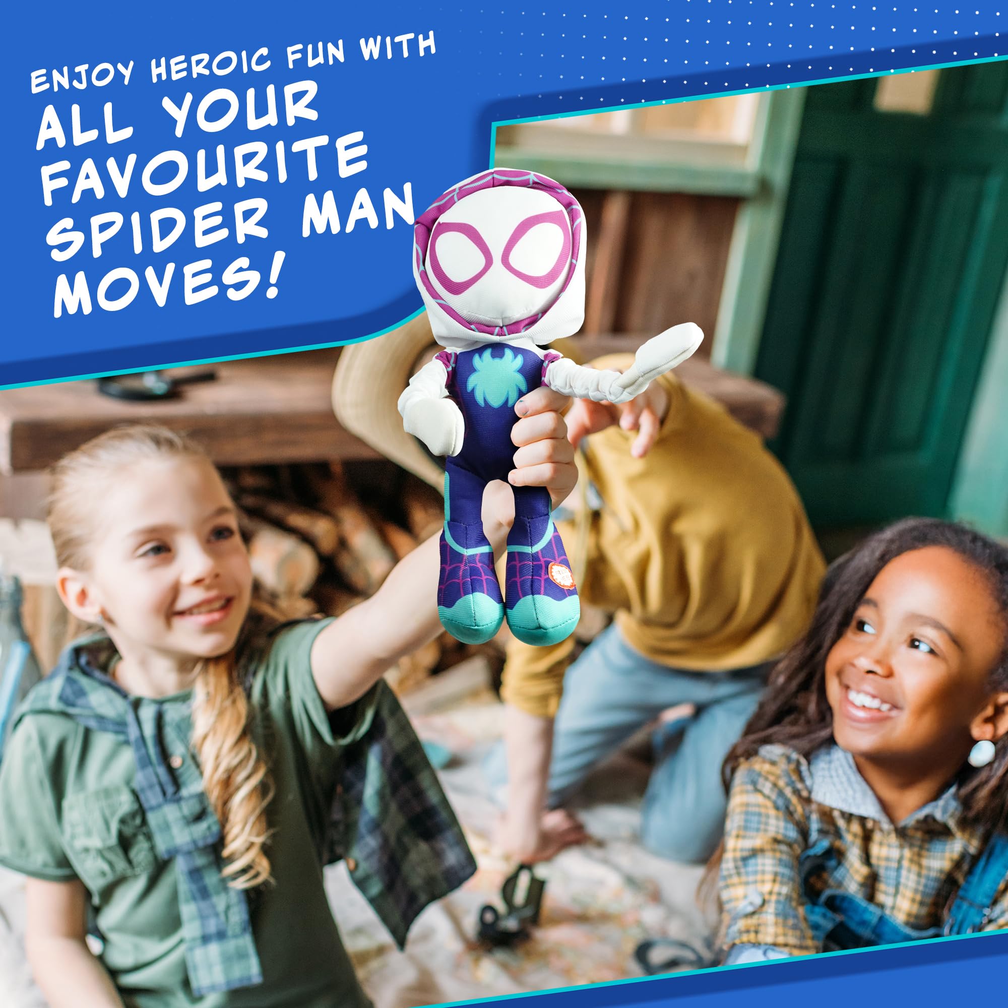 Marvel Spidey and His Amazing Friends Slingshot Ghost-Spider Plush Toy - Stretchable Arms for Action Play 10