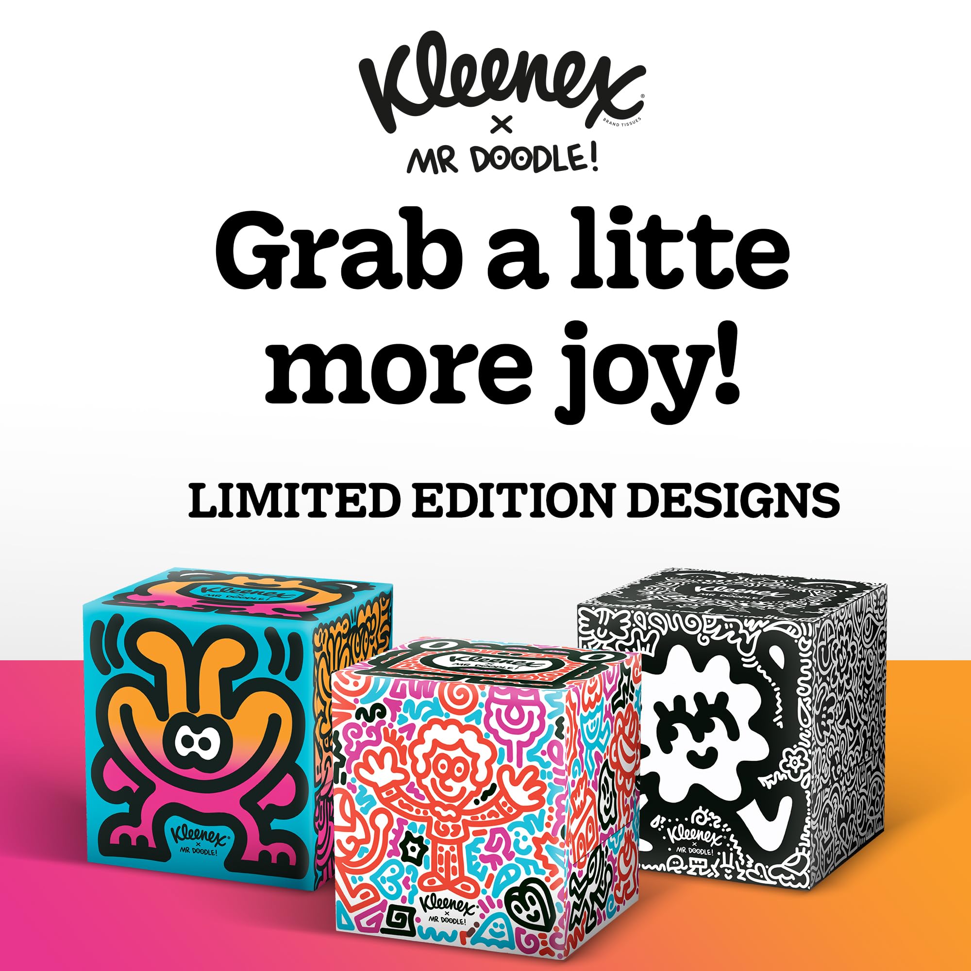 Kleenex Editions Box Tissues - 3 Ply, Unscented, Limited Edition Design Cubes | 48 Tissues