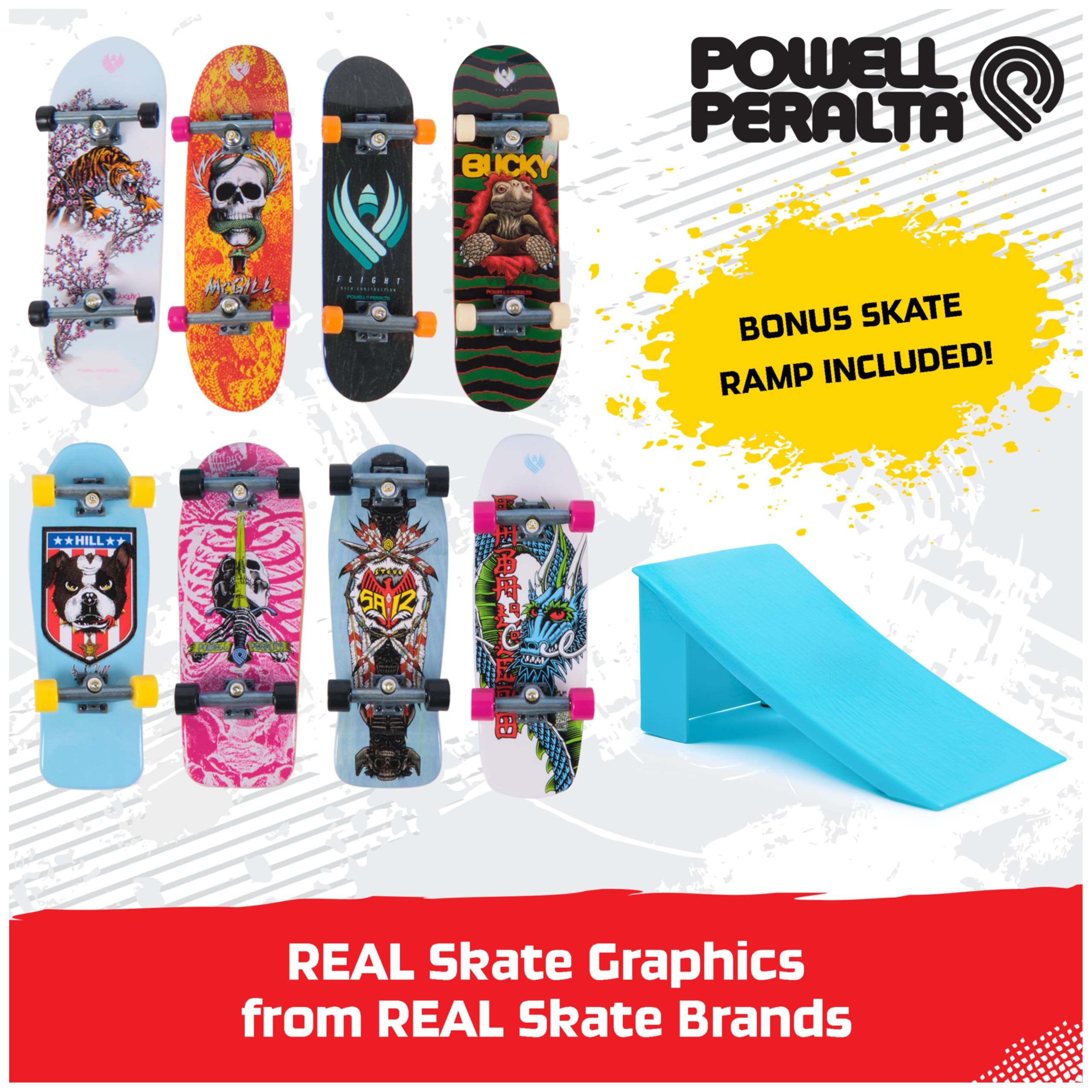 Tech Deck Powell Peralta Legends SK8Shop Bonus Pack with Ramp - 8 Customizable Fingerboards for Ages 6+ 6