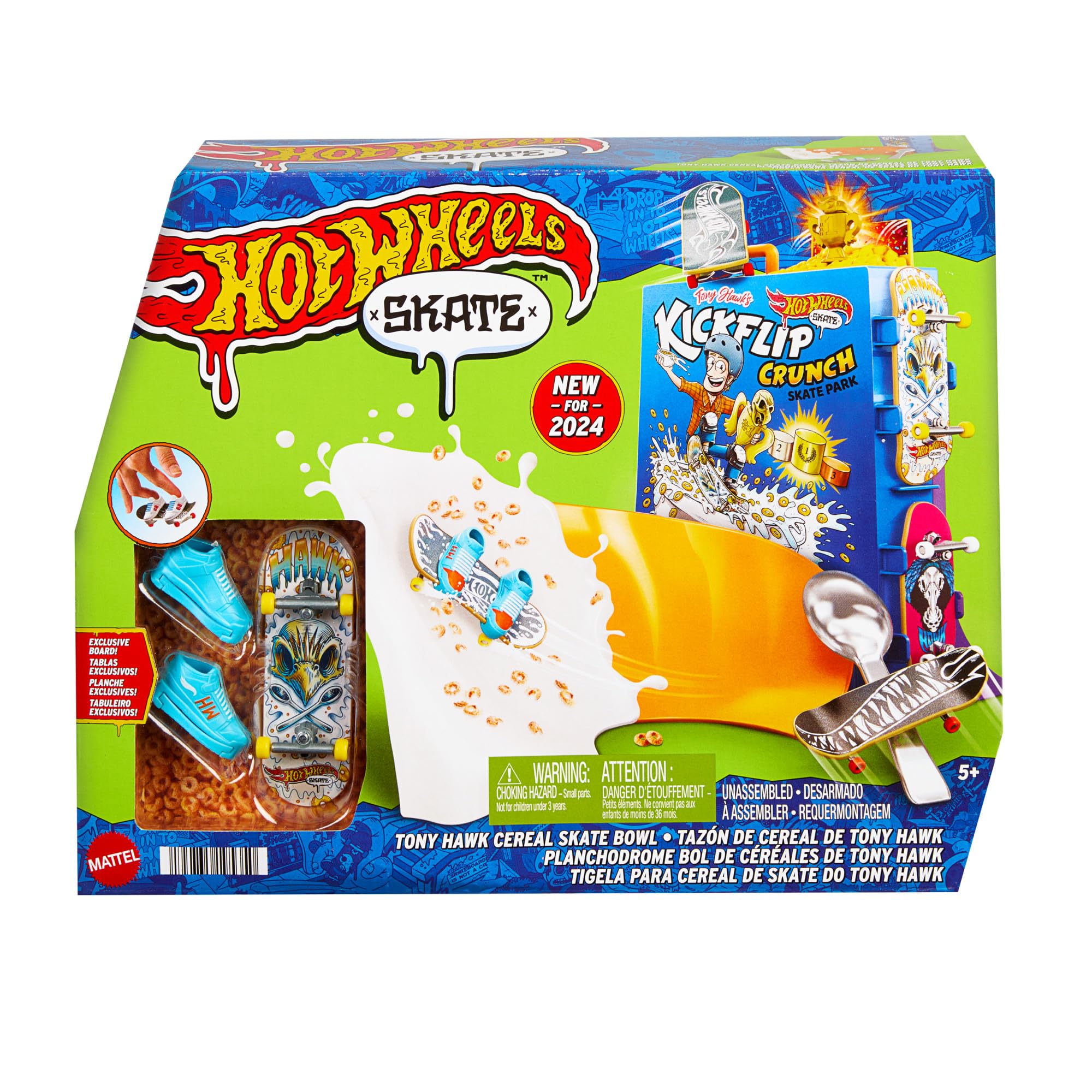 Hot Wheels Skate Tony Hawk Cereal Bowl Fingerboard Set - 1 Exclusive Board & Pair, Ages 5-14 8