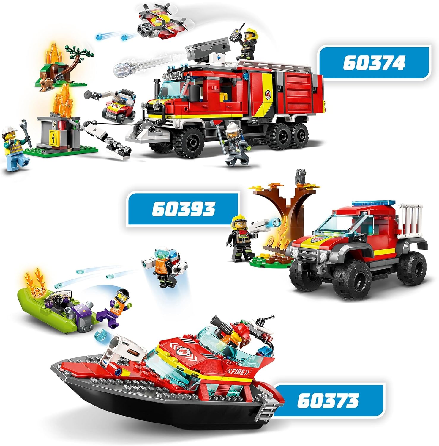 LEGO City Fire Rescue Boat Toy - Floating Fireboat with Jetpack, Dinghy & 3 Minifigures for Kids 5+ 7