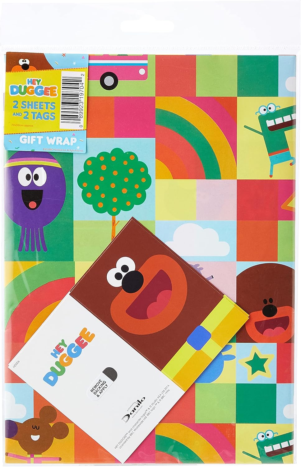 Hey Duggee HD006 Wrapping Paper 2 Sheet and 2 Gift Tag