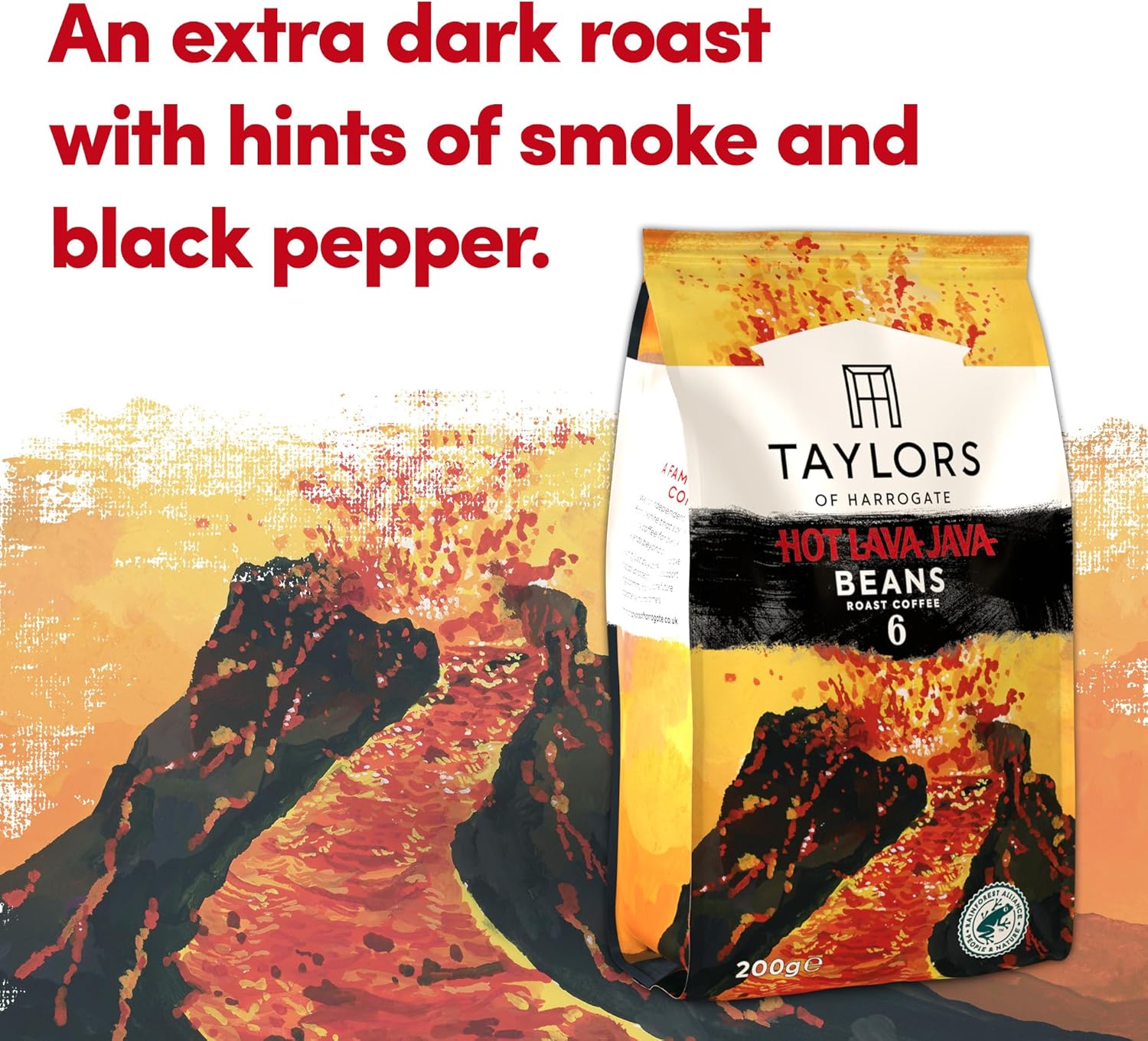 Taylors of Harrogate Hot Lava Java Coffee Beans 200g (Pack of 6) - Total 1.2kg 6