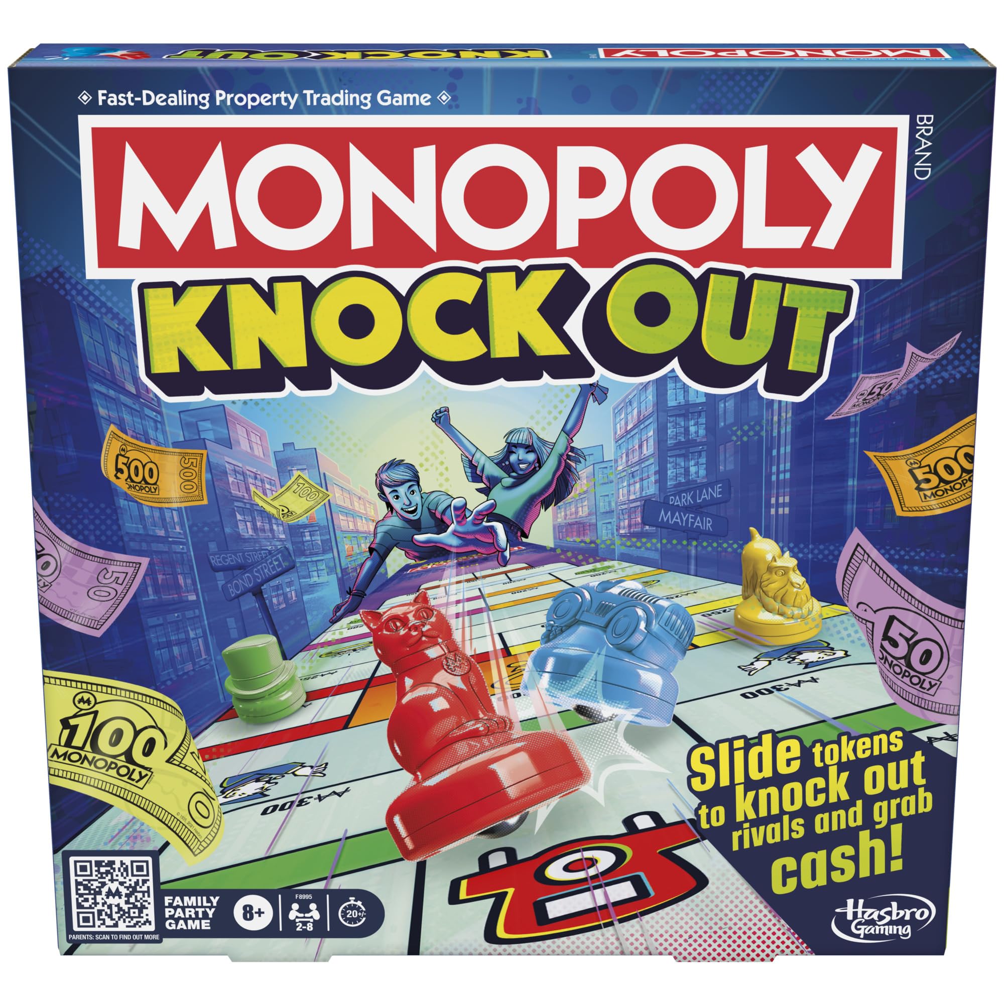 Monopoly Knockout Board Game for 2-8 Players | Fast-Paced Shuffleboard Style Action | Ages 8+ 1